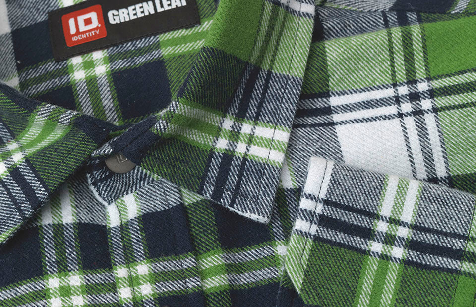ID 0204 Green leaf skjorte | trykknap produktbillede til broderi