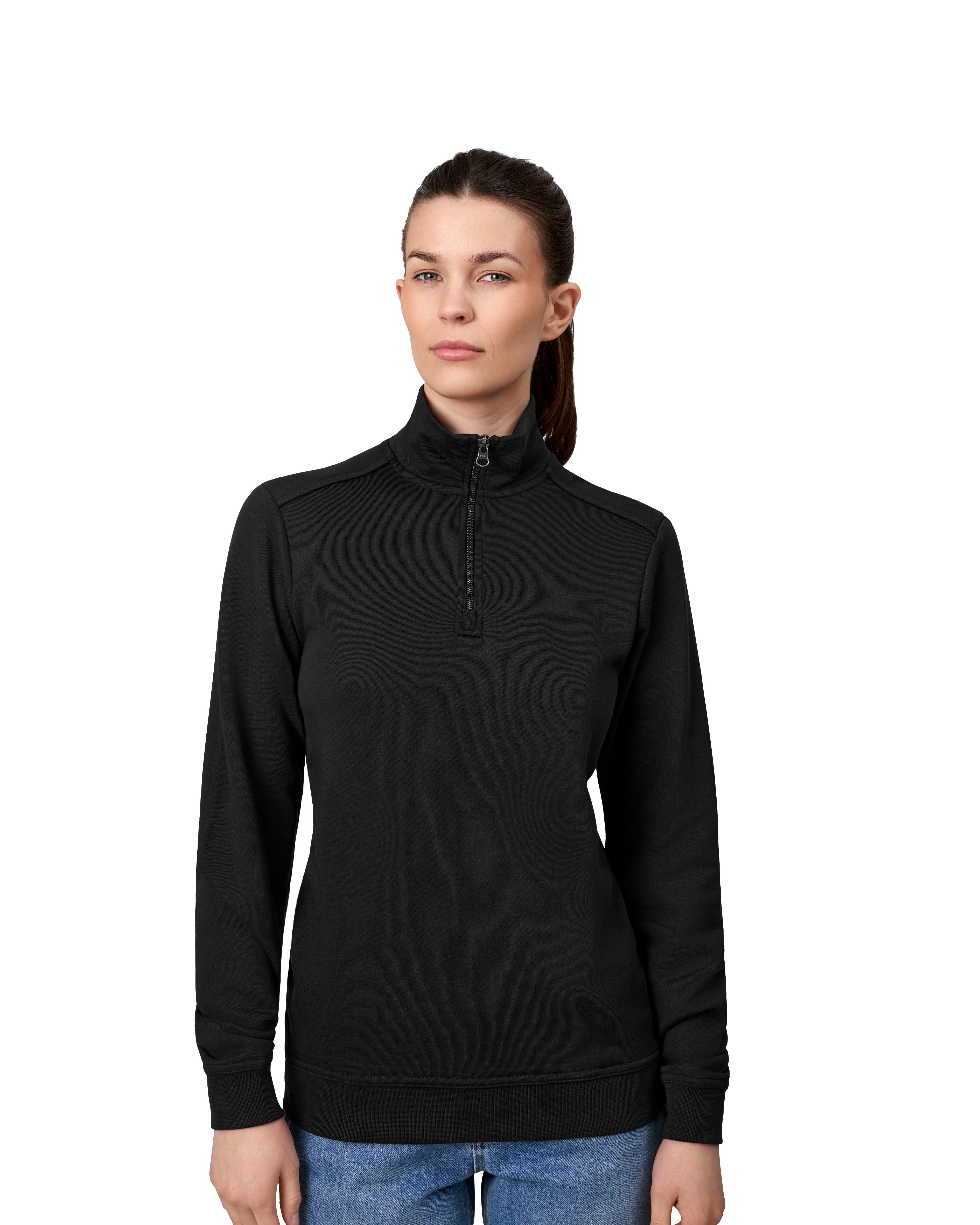 ID 0385 PRO Wear CARE sweat | ubørstet | ¼ zip | dame detalje med firmalogo