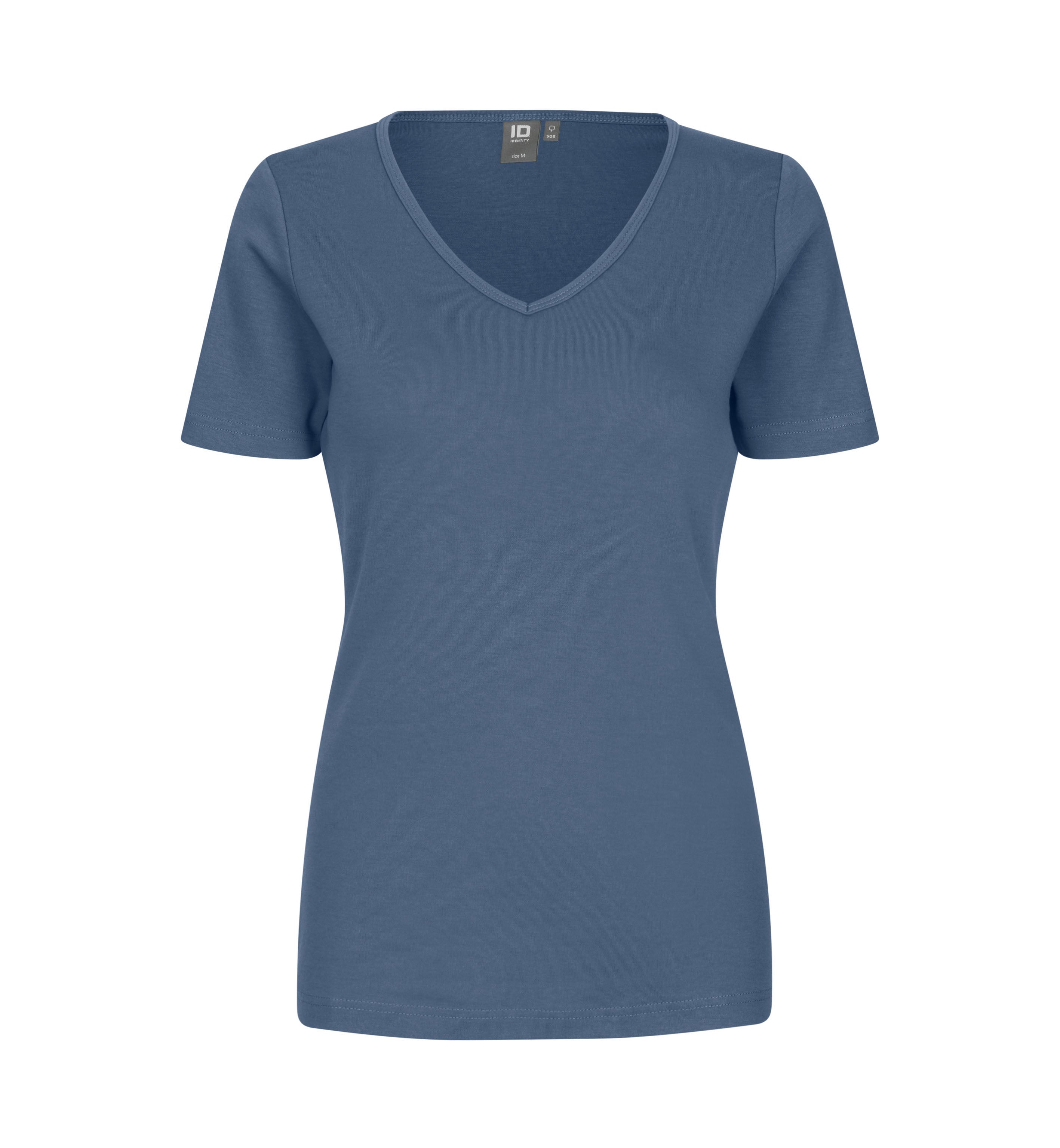 ID 0506 Interlock T-shirt | v-hals | dame produktbillede med tryk