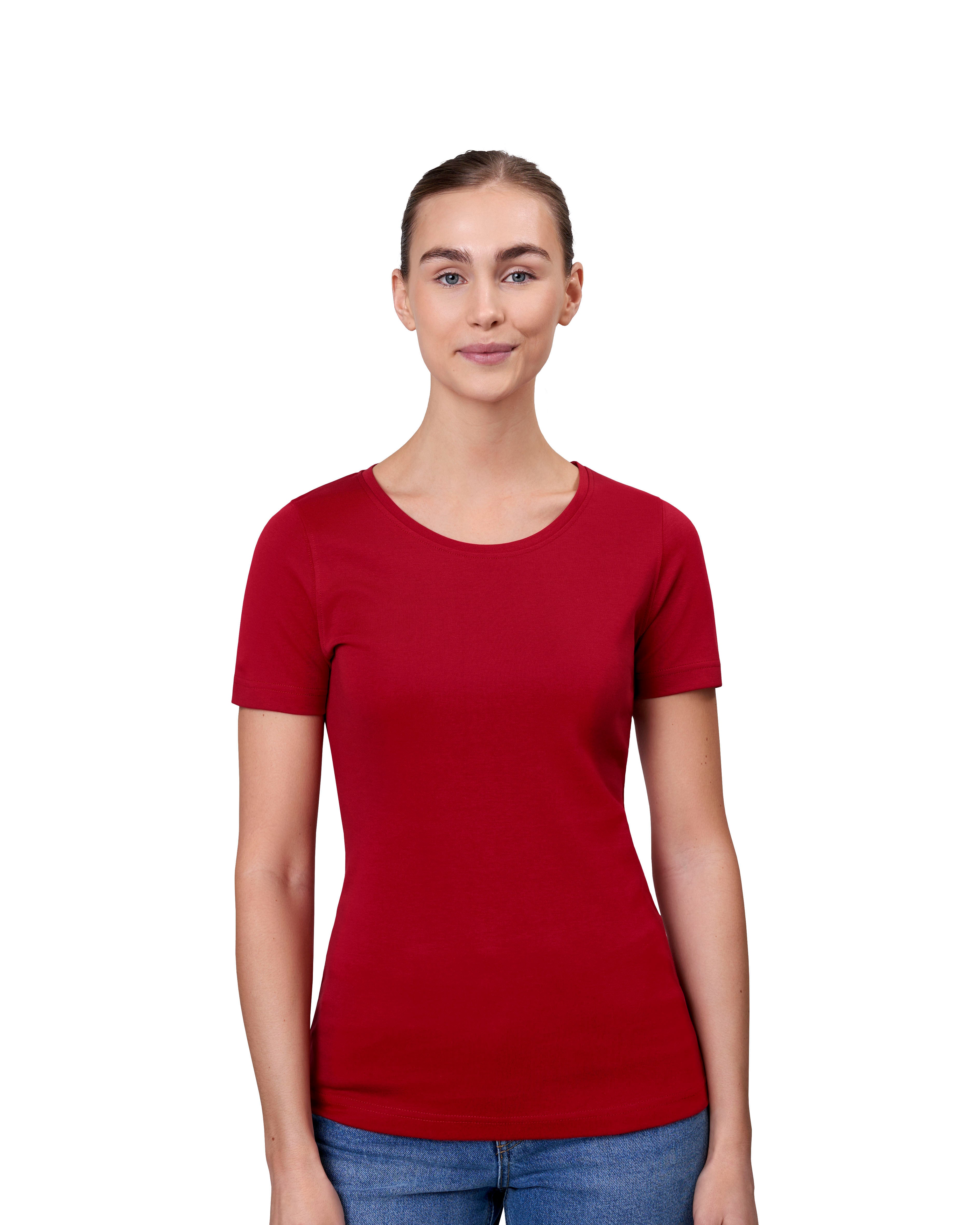 ID 0508 Interlock T-shirt | dame nærbillede med firmalogo