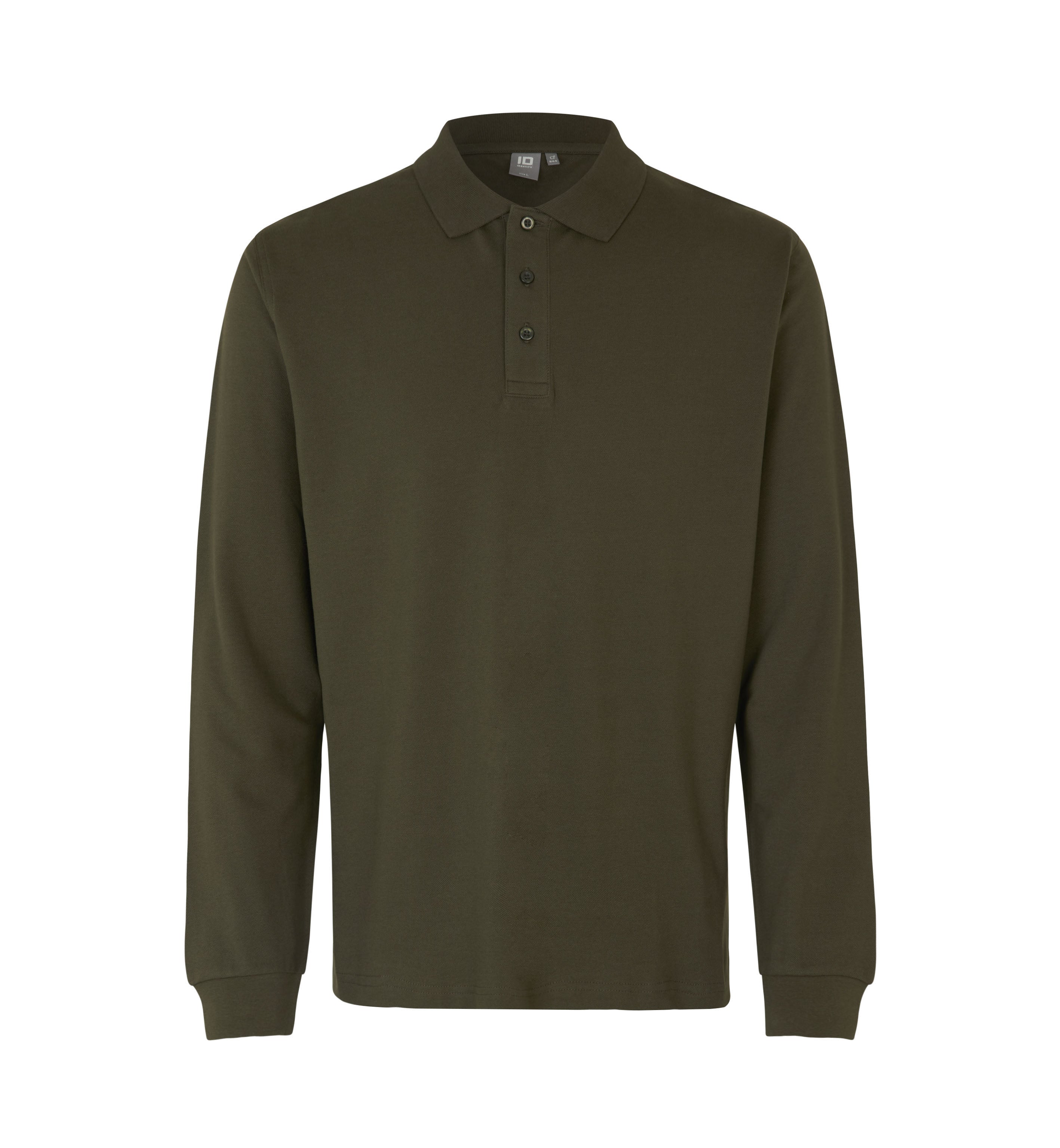 ID 0544 Langærmet poloshirt | stretch nærbillede med firmalogo