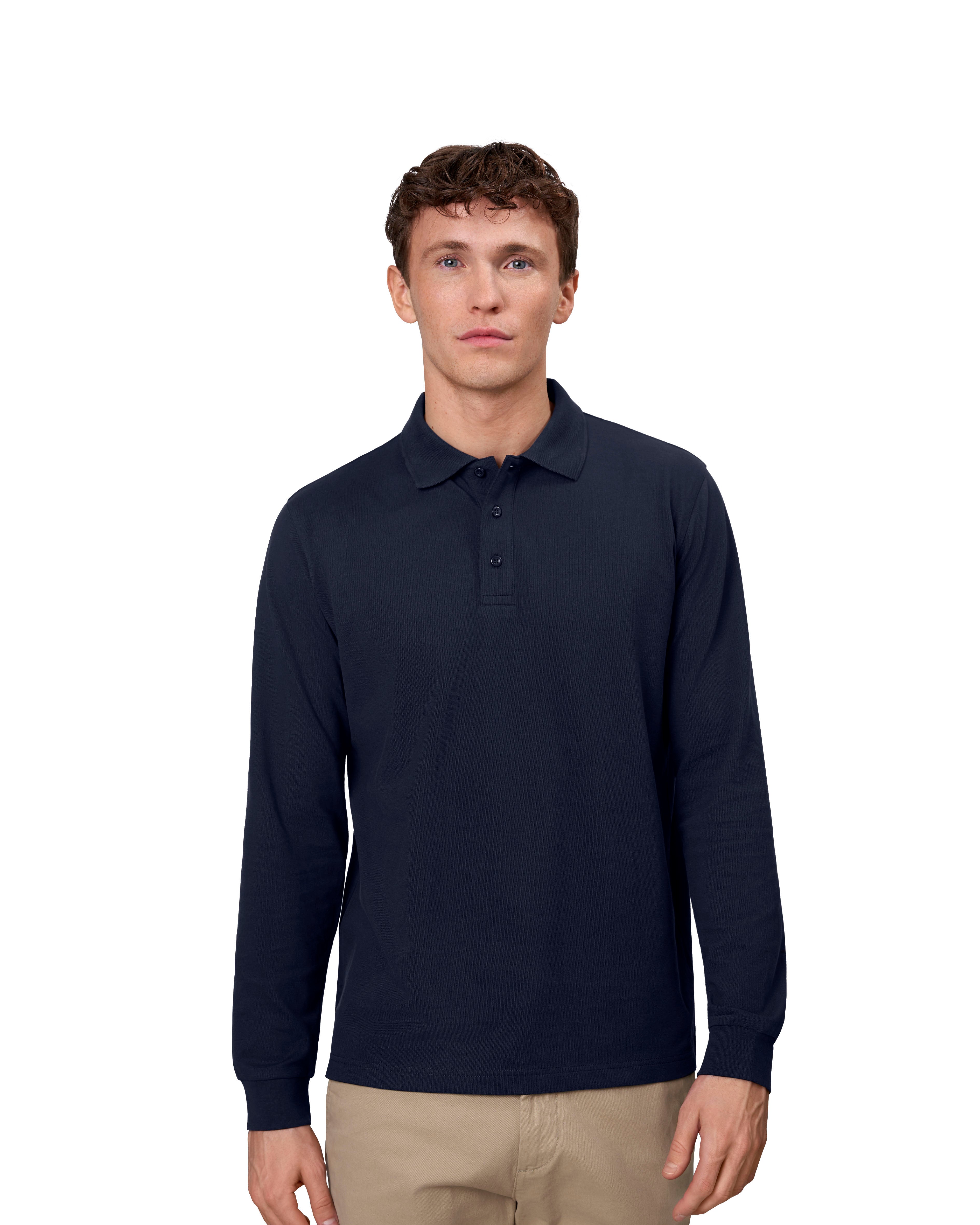 ID 0544 Langærmet poloshirt | stretch produktfoto med firmalogo