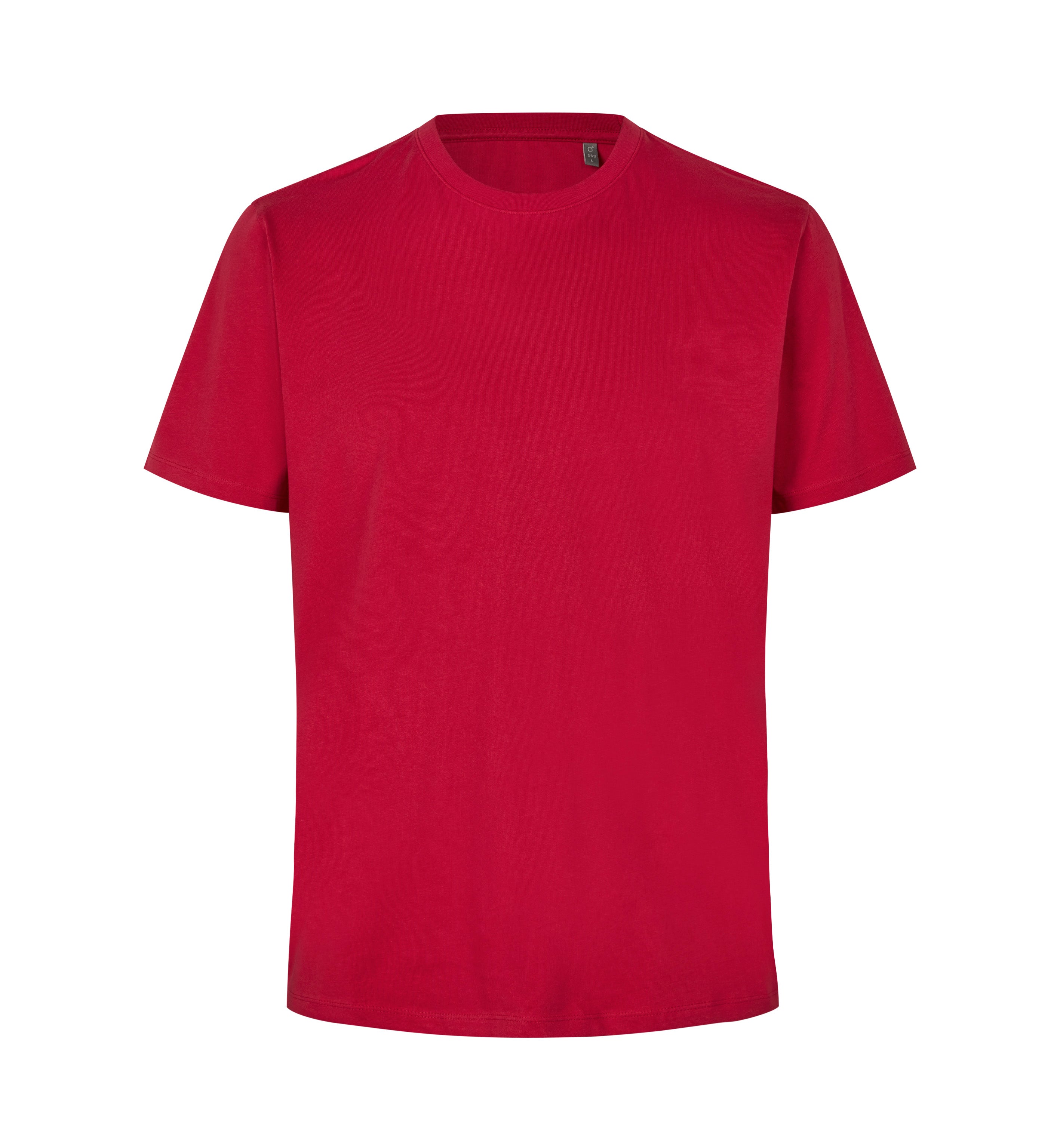 ID 0552 T-shirt | økologisk nærbillede med firmalogo