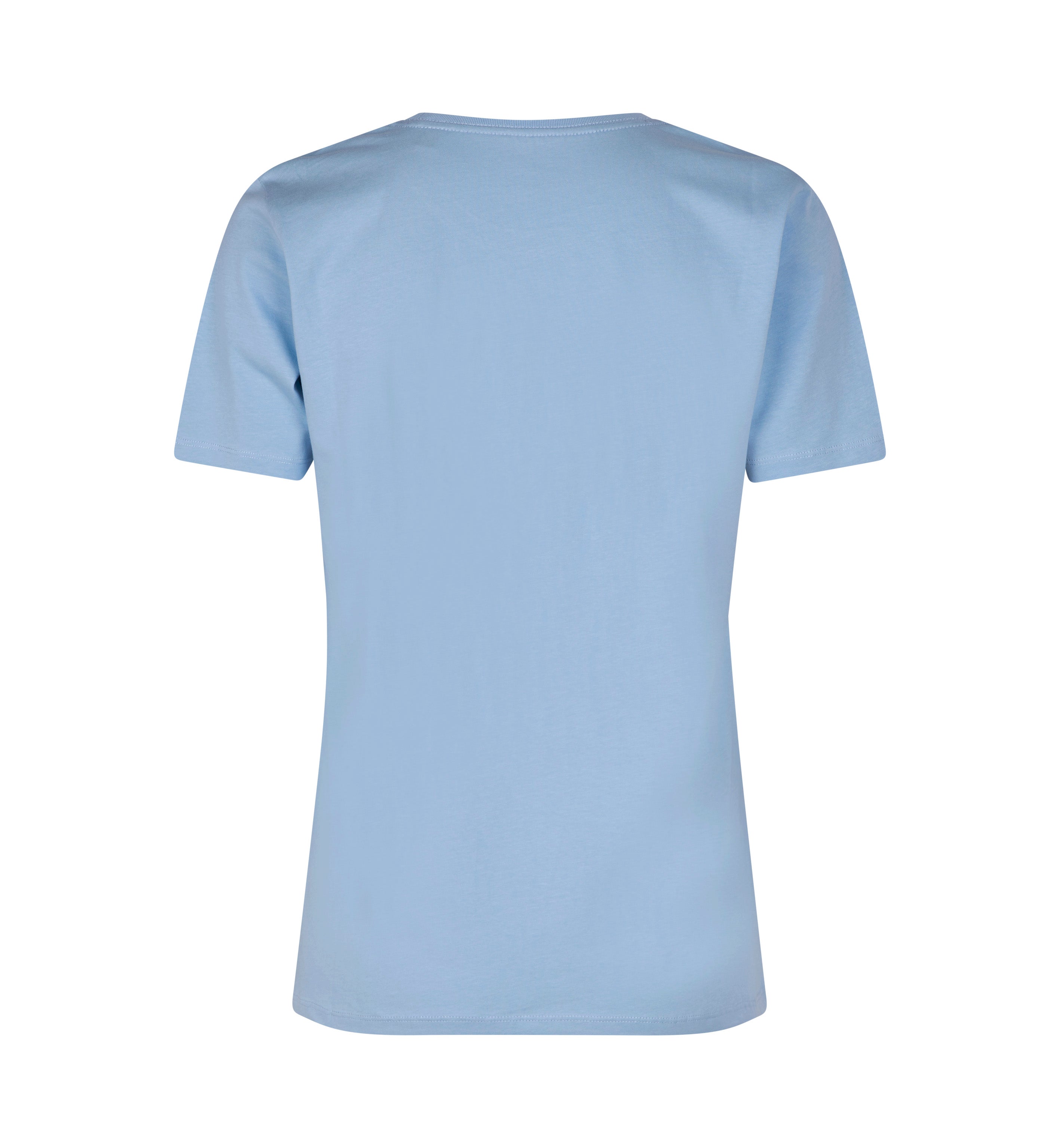 ID 0553 T-shirt | økologisk | dame nærbillede med firmalogo