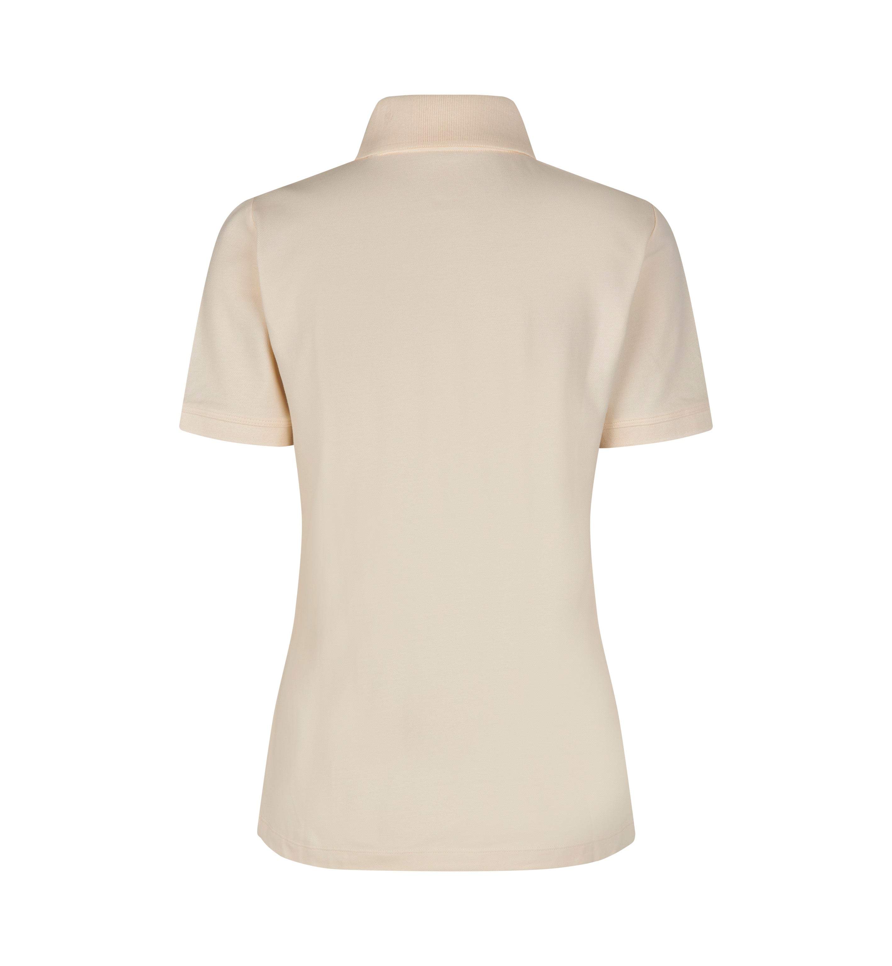 ID 0587 Poloshirt | økologisk | dame nærbillede med logo