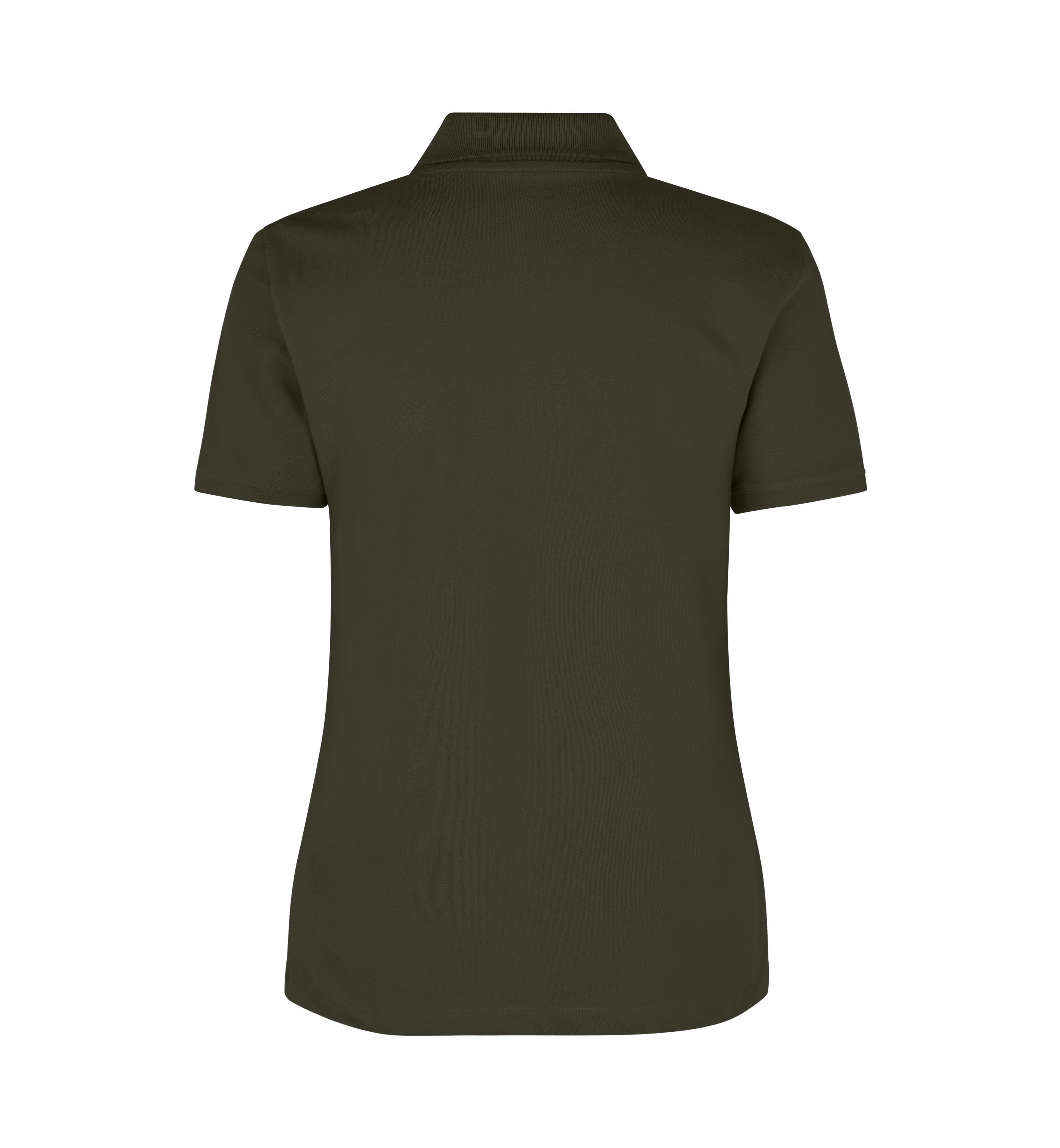 ID 0587 Poloshirt | økologisk | dame nærbillede med logo