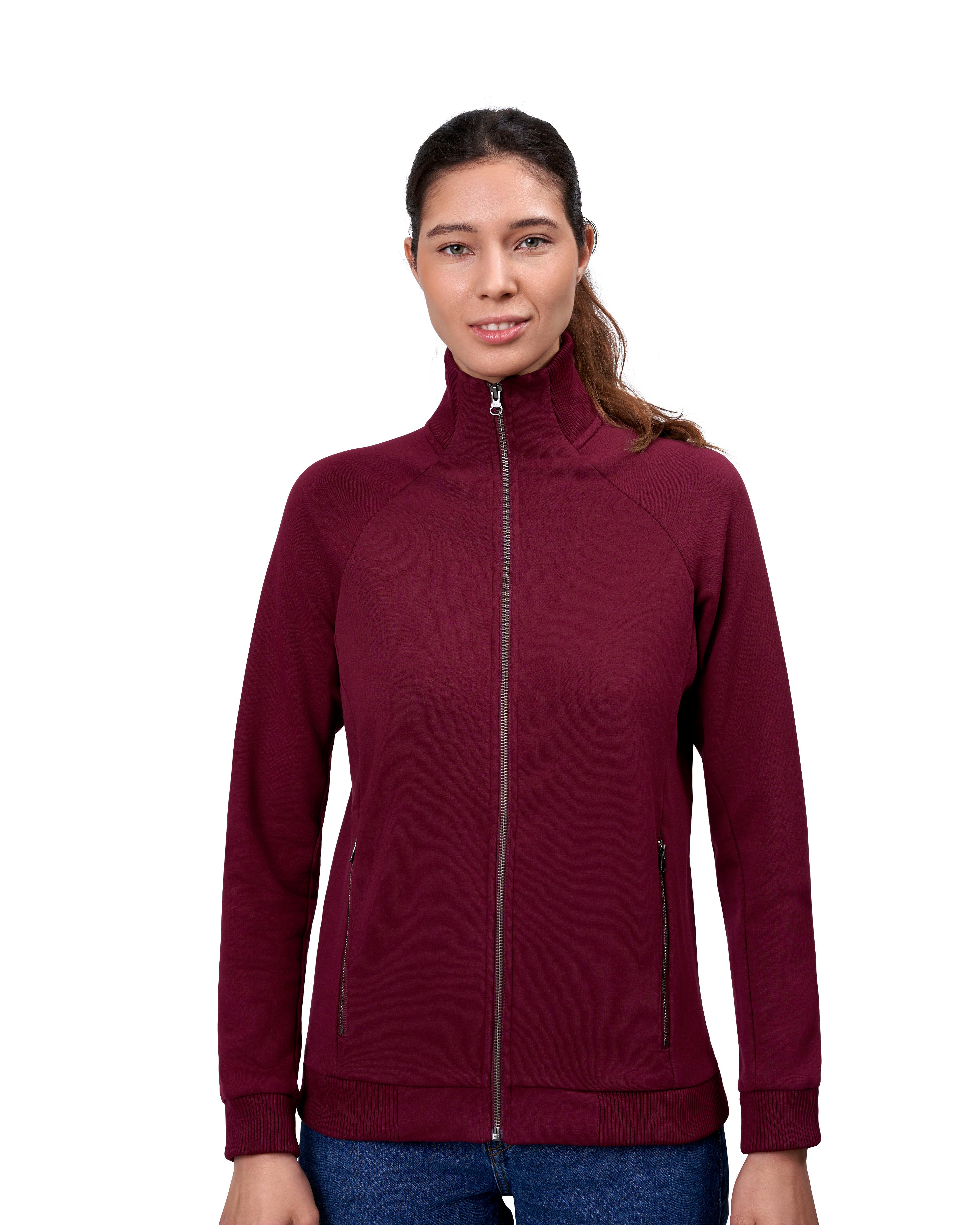 ID 0629 Sweat cardigan | zip | dame produktfoto med firmalogo