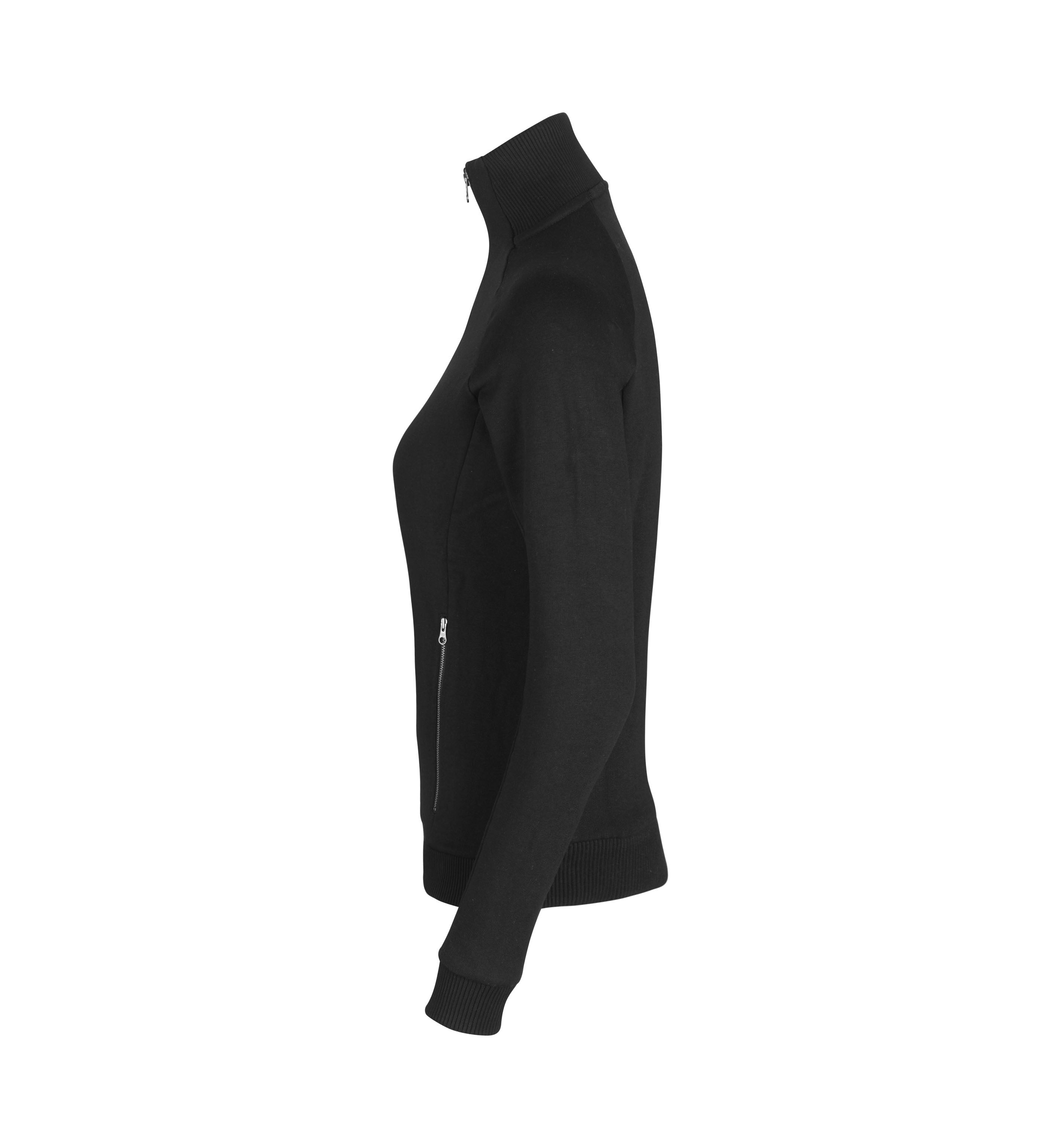 ID 0629 Sweat cardigan | zip | dame nærbillede med firmalogo