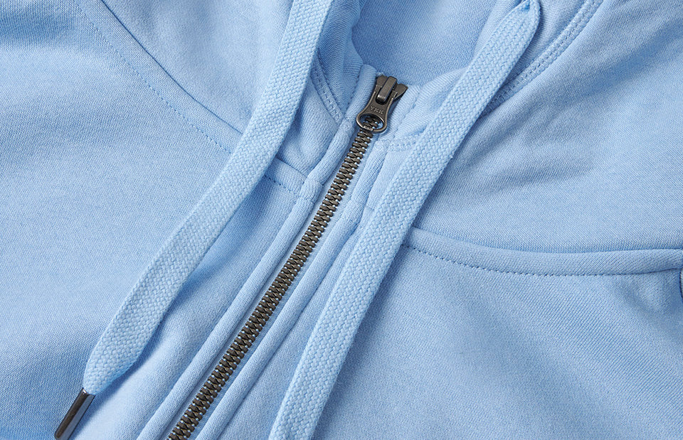 ID 0638 CORE hoodie | zip nærbillede med logo