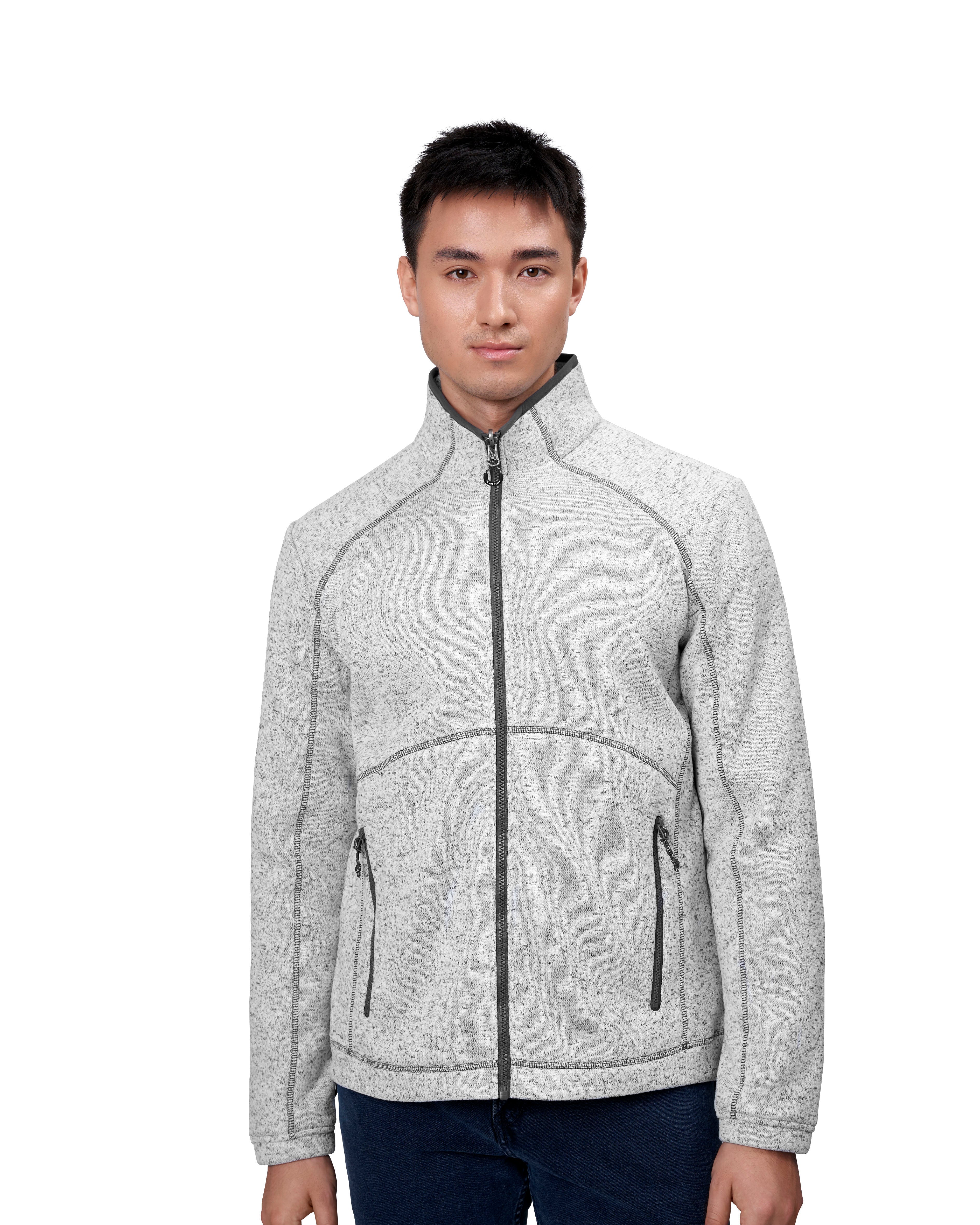 ID 0847 Zip-n-Mix fleece | melange detalje med firmalogo