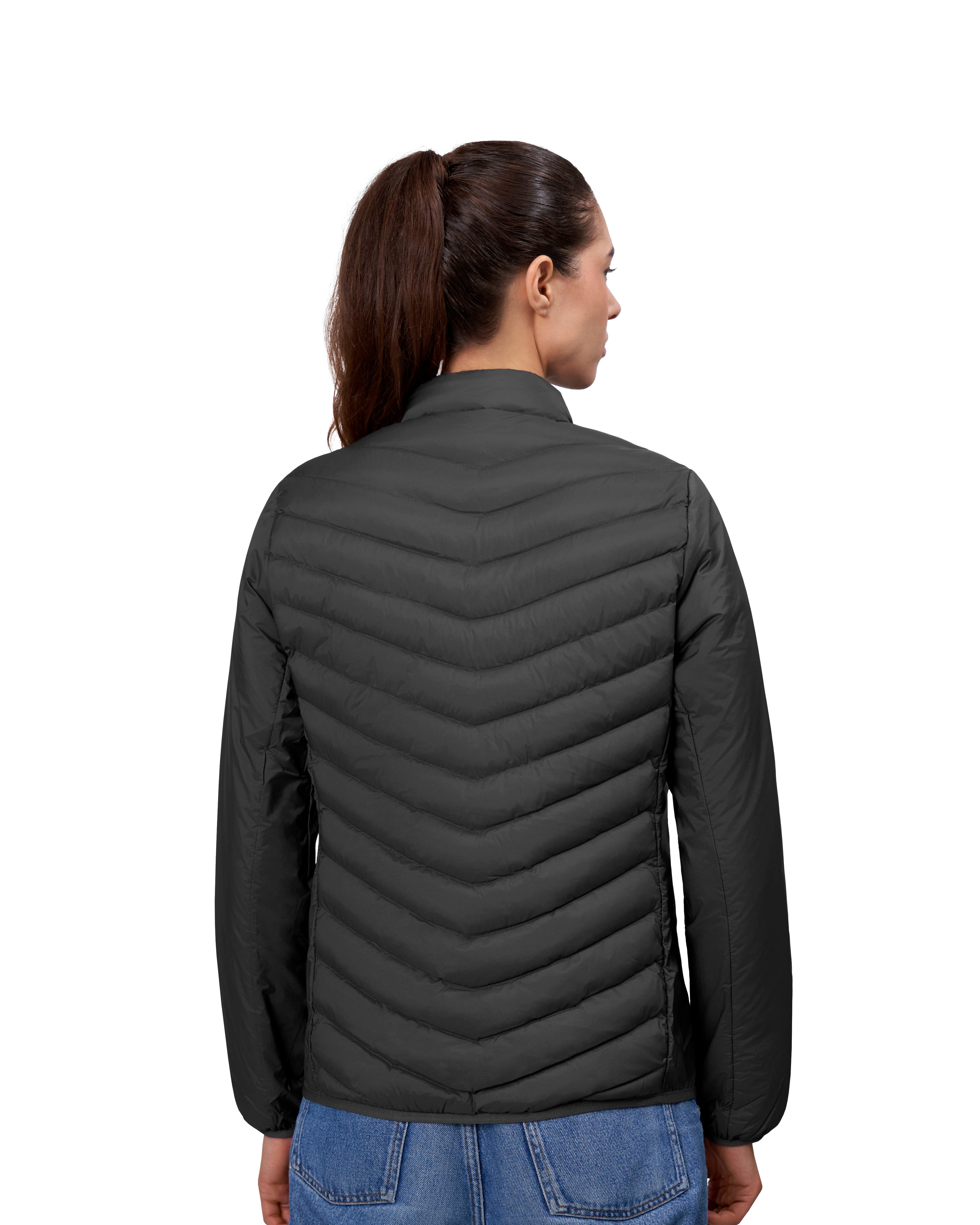 ID 0897 Padded jakke | stretch | dame nærbillede med logo