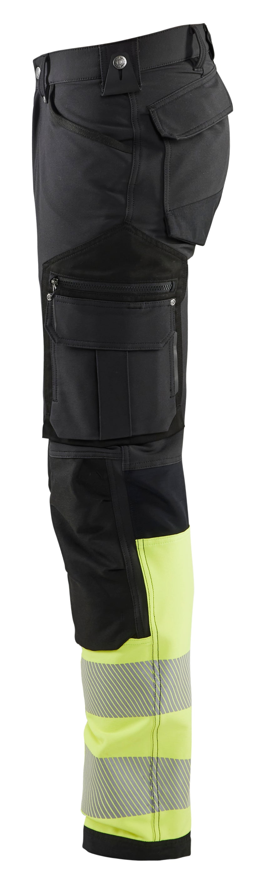 Blåkläder 1193 High vis buks 4-vejs stretch nærbillede med tryk