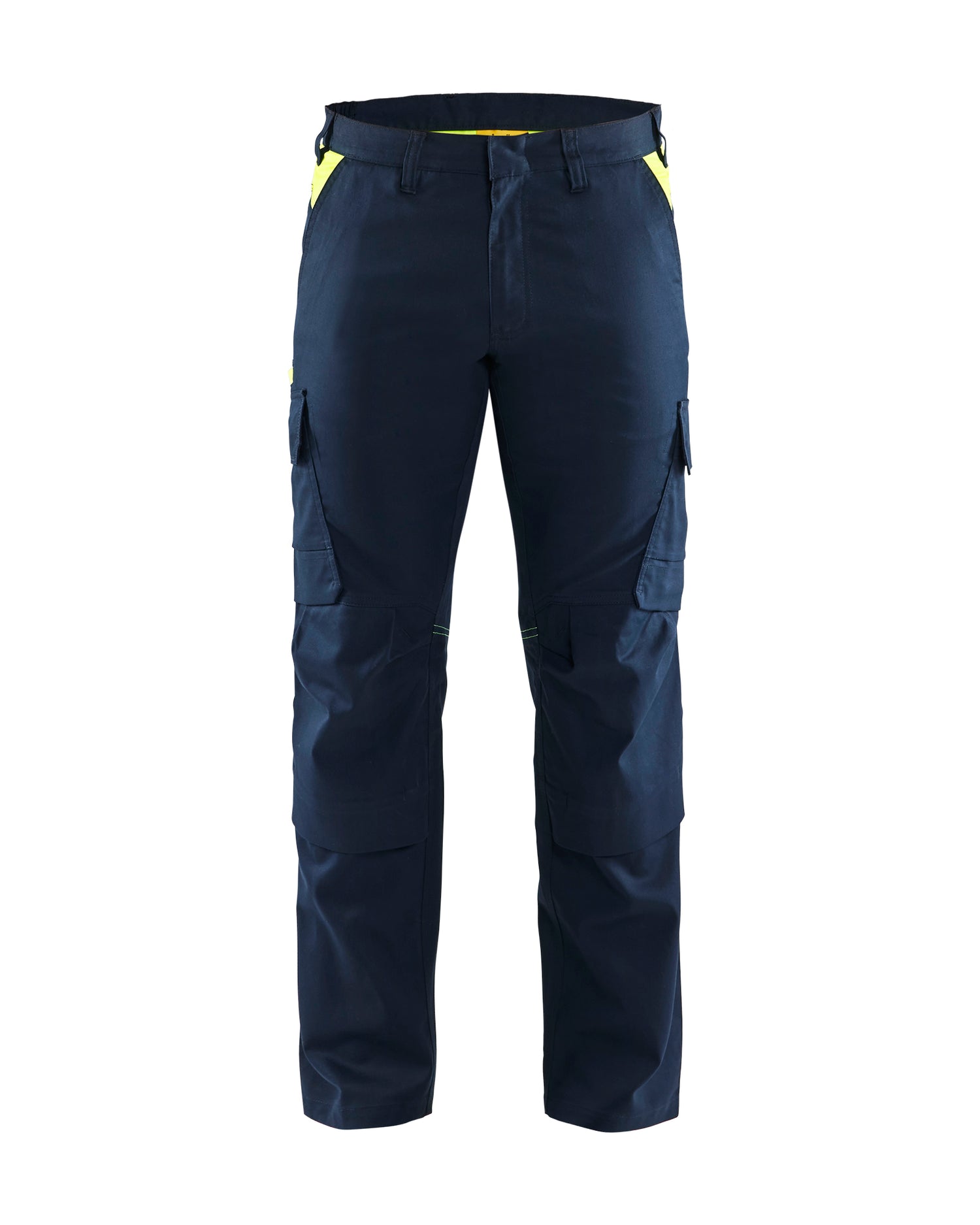 Blåkläder 1448 Industri Buks med knælommer stretch, Mørk Marineblå/High Vis Gul
