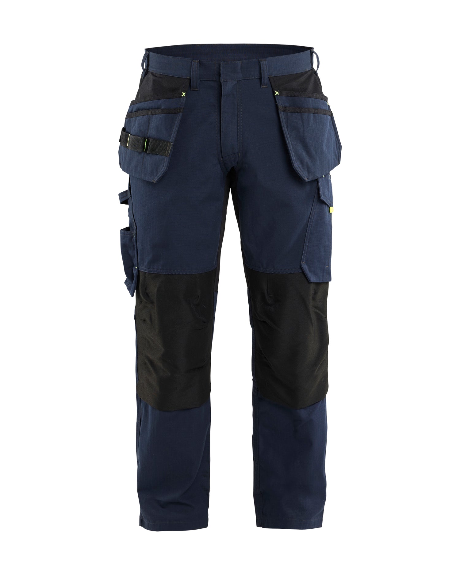 Blåkläder 1496 Servicebuks med Stretch og Værktøjslommer, Mørk Marineblå/High Vis Gul
