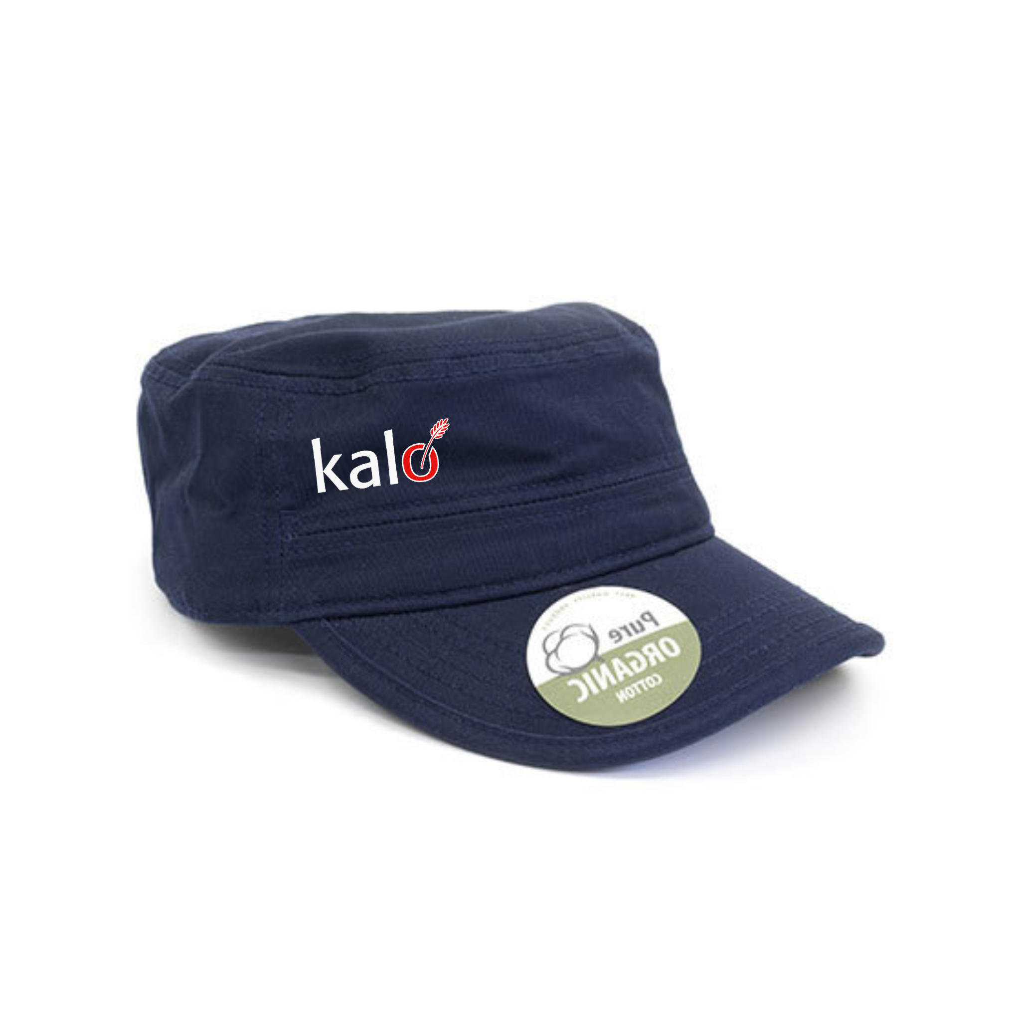 Kalø Landbrugsskoles Brain Waves BW7019 Organic Cotton Army Cap Washed, m/front venstre logo produktbillede med logo