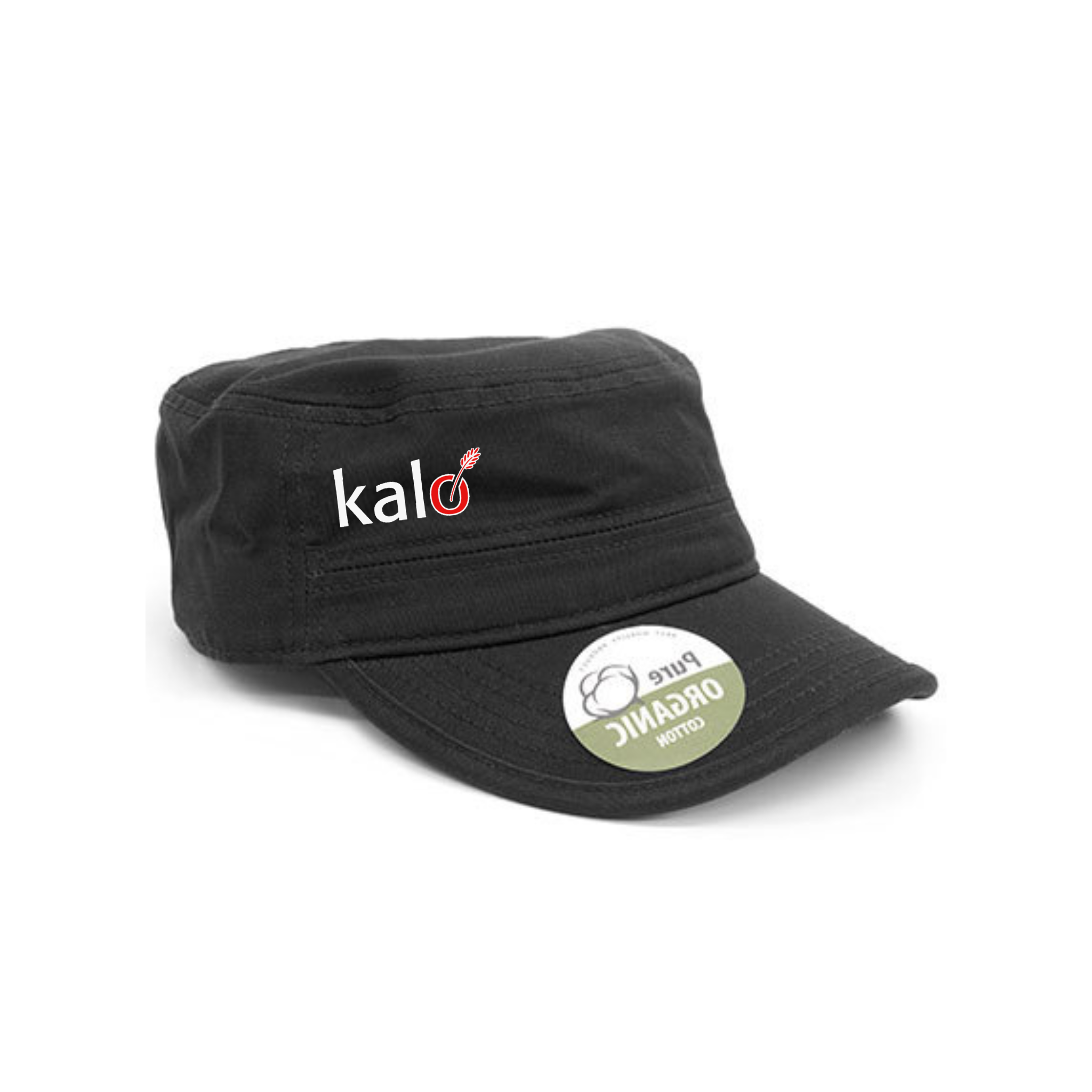 Kalø Landbrugsskoles Brain Waves BW7019 Organic Cotton Army Cap Washed, m/front venstre logo detalje til broderi