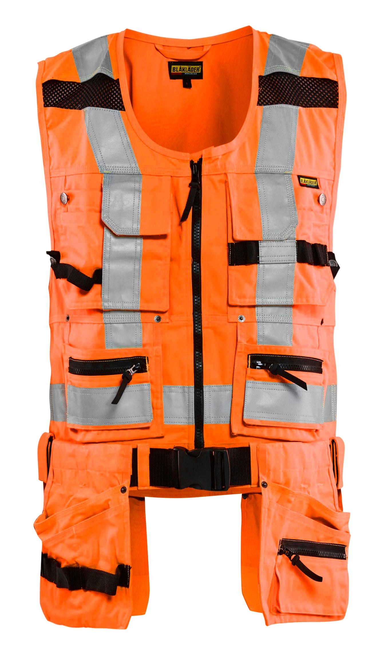 Blåkläder 3032 High Vis Håndværker Vest materiale med firmalogo