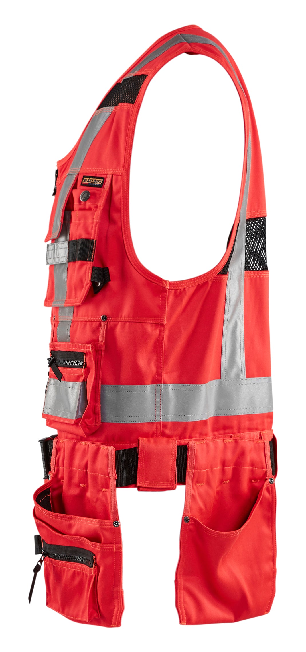 Blåkläder 3032 High Vis Håndværker Vest detalje med firmalogo