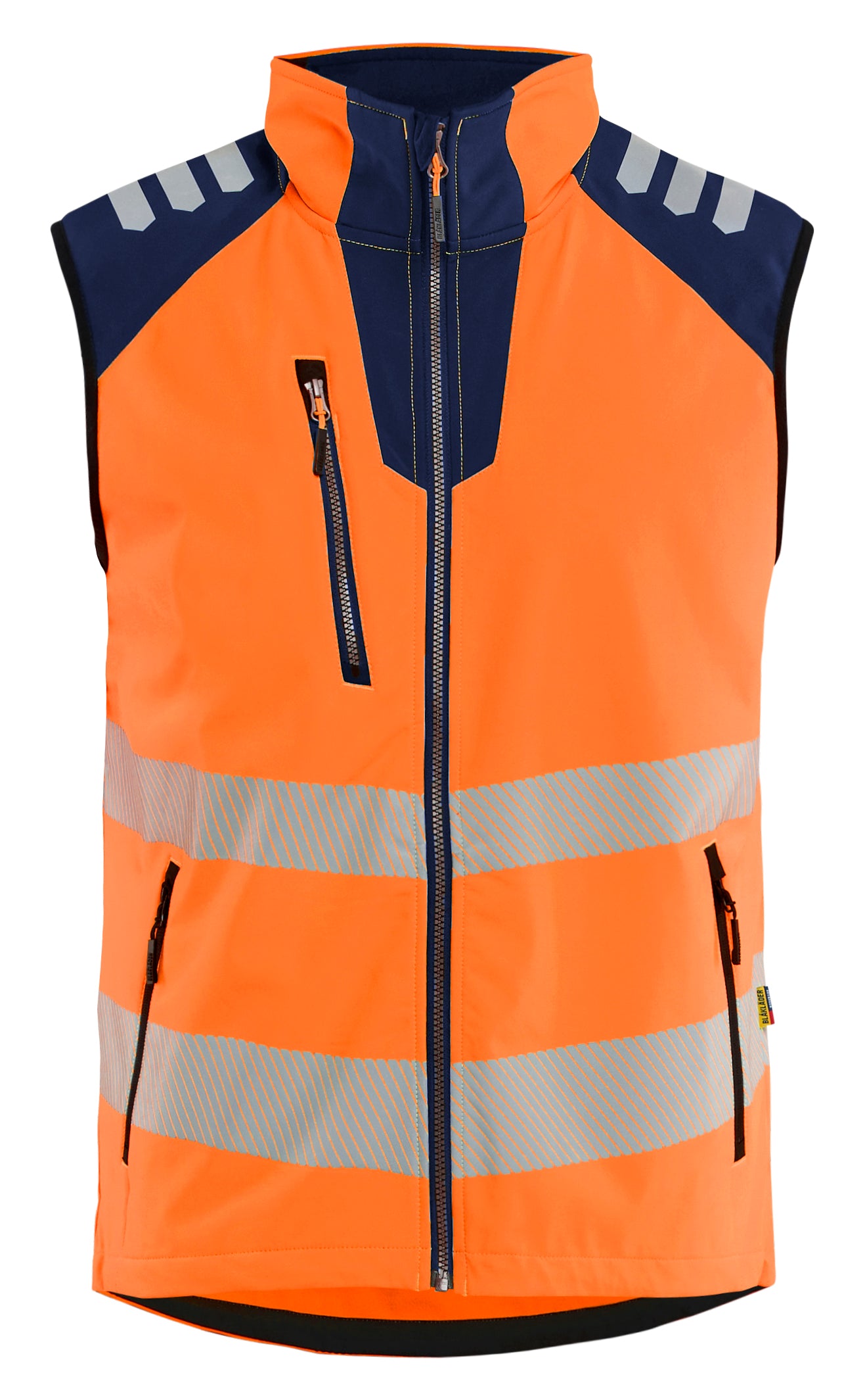 Blåkläder 3091 High Vis Softshell-Vest materiale med firmalogo