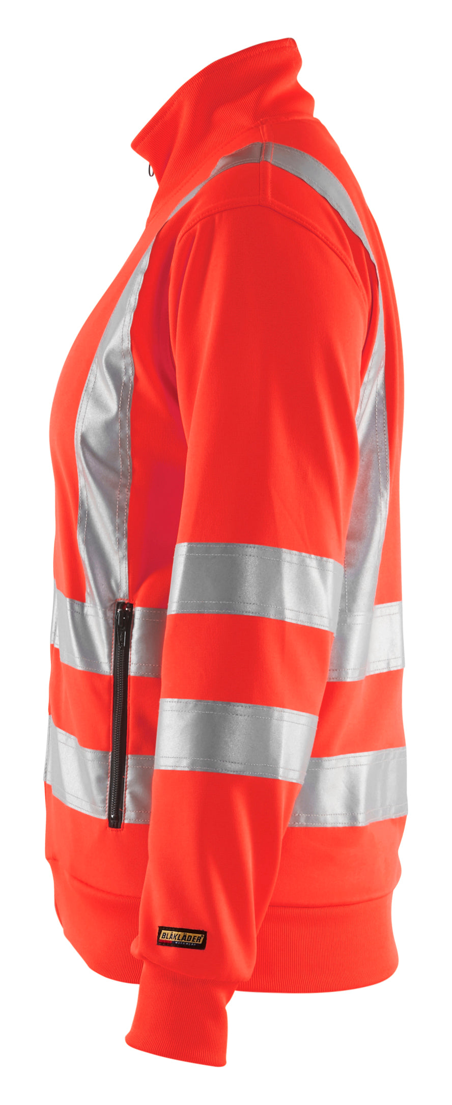 Blåkläder 3308 Dame High Vis Sweatshirt nærbillede med tryk