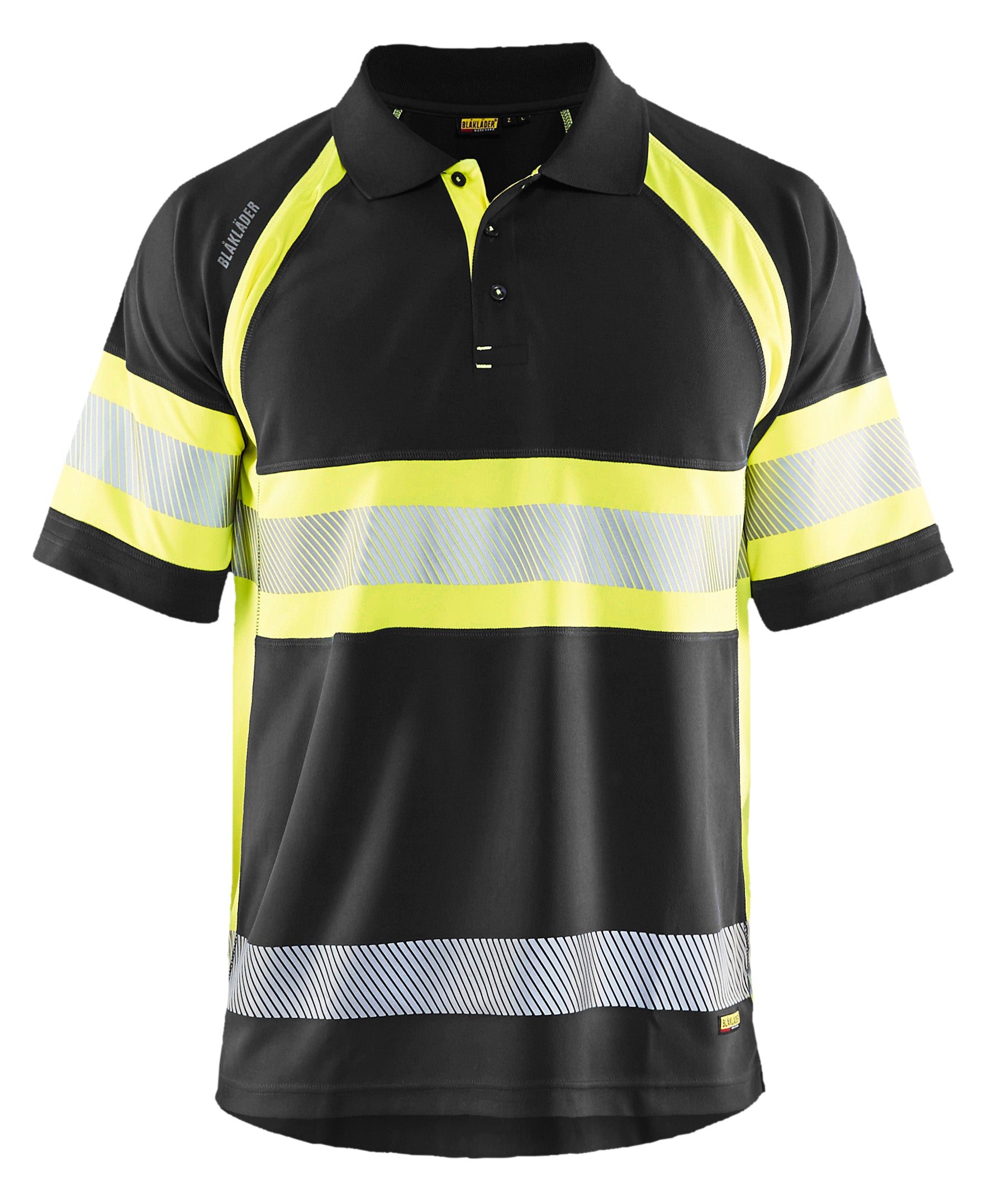Blåkläder 3338 High Vis UV Poloshirt detalje med firmalogo