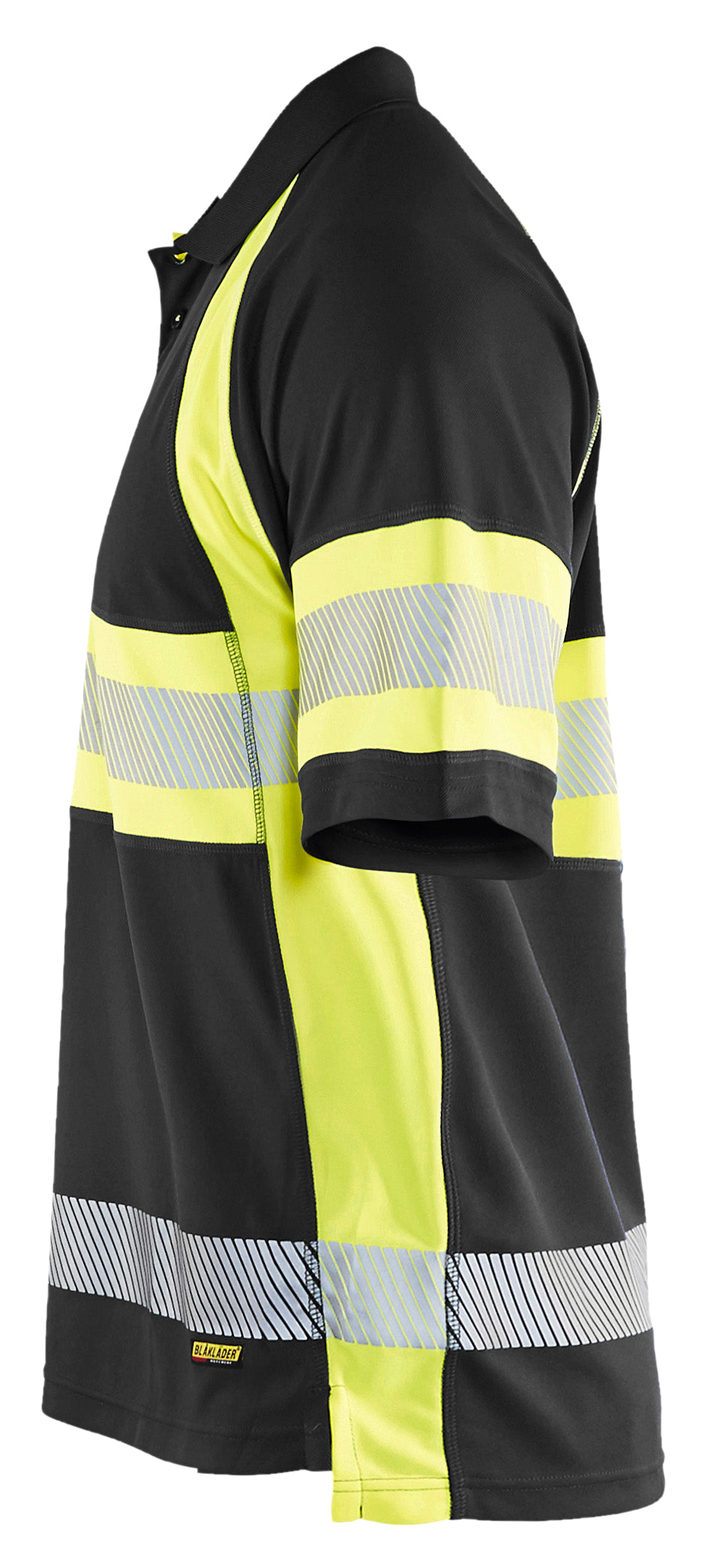 Blåkläder 3338 High Vis UV Poloshirt nærbillede med tryk