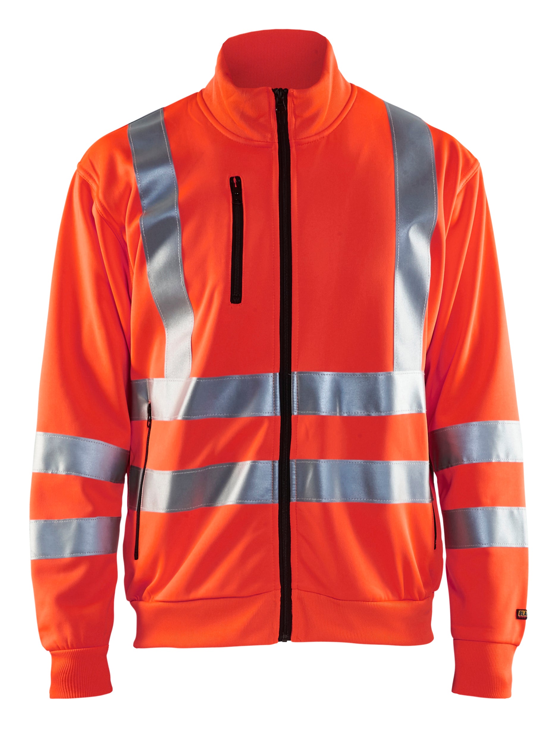 Blåkläder 3358 High Vis Sweatshirt detalje med firmalogo