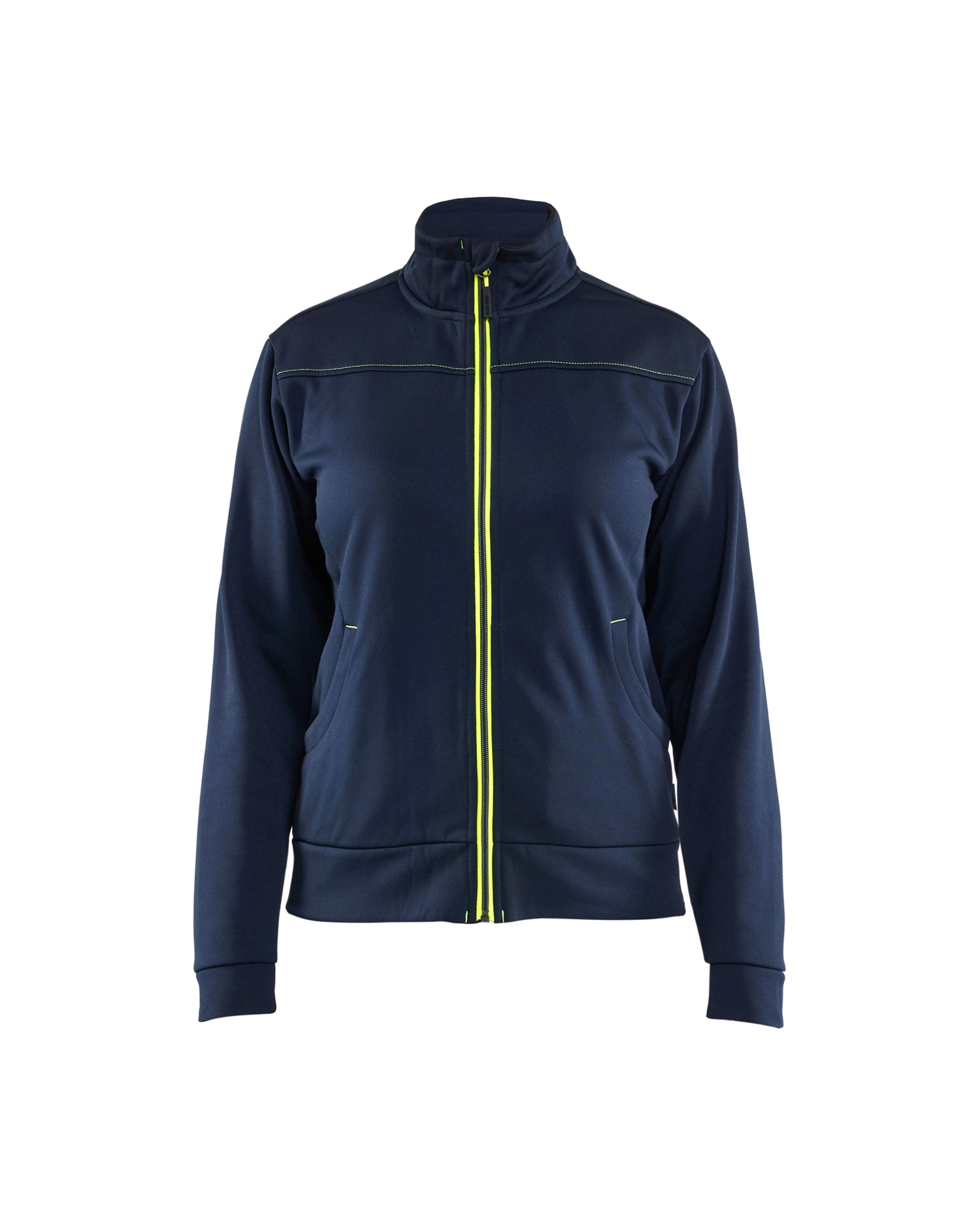 Blåkläder 3394 Dame Sweatshirt full zip, Mørk Marineblå/High Vis Gul