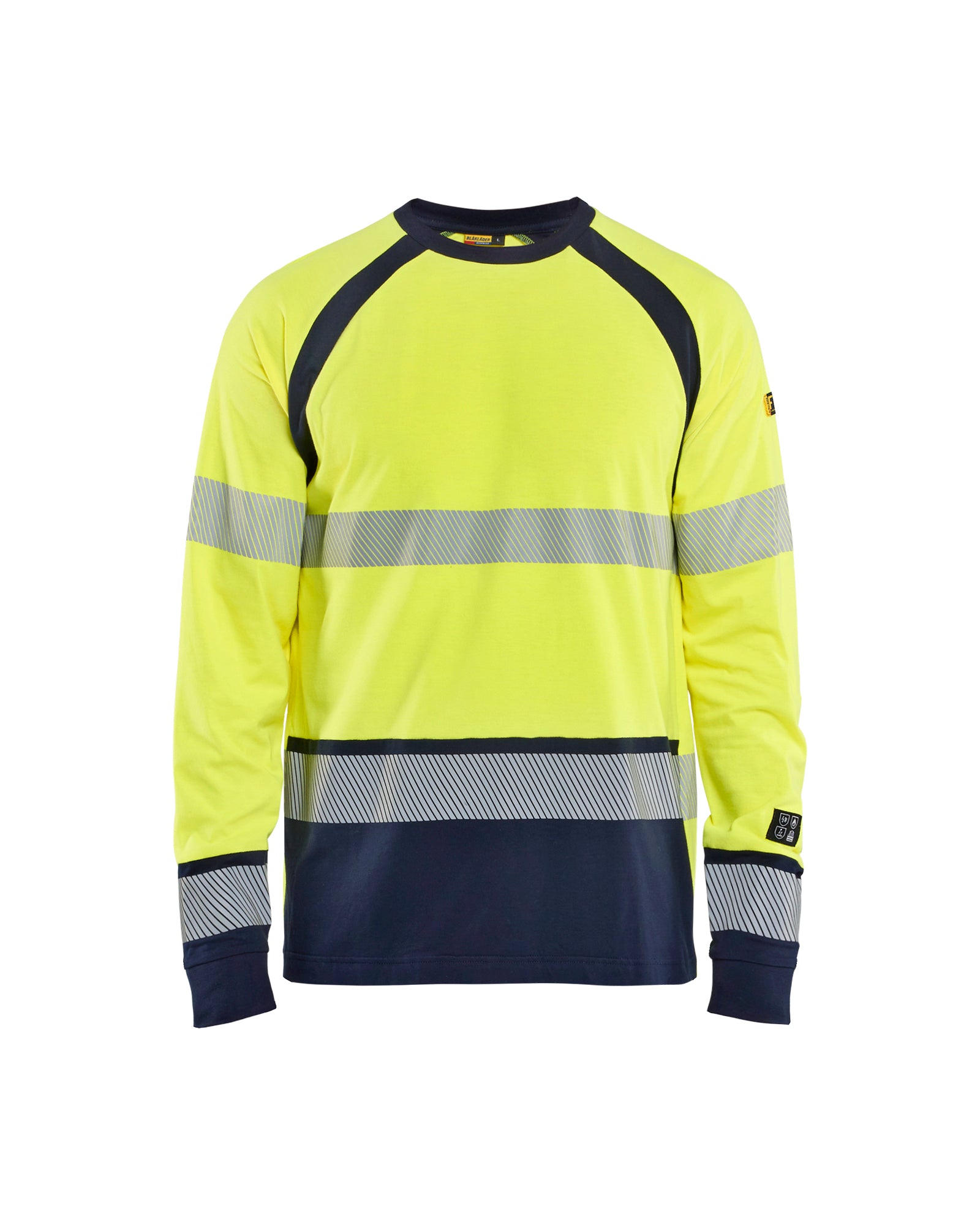 Blåkläder 3436 Multinorm T-Shirt Lang Ærme Inherent, High Vis Gul/Marineblå