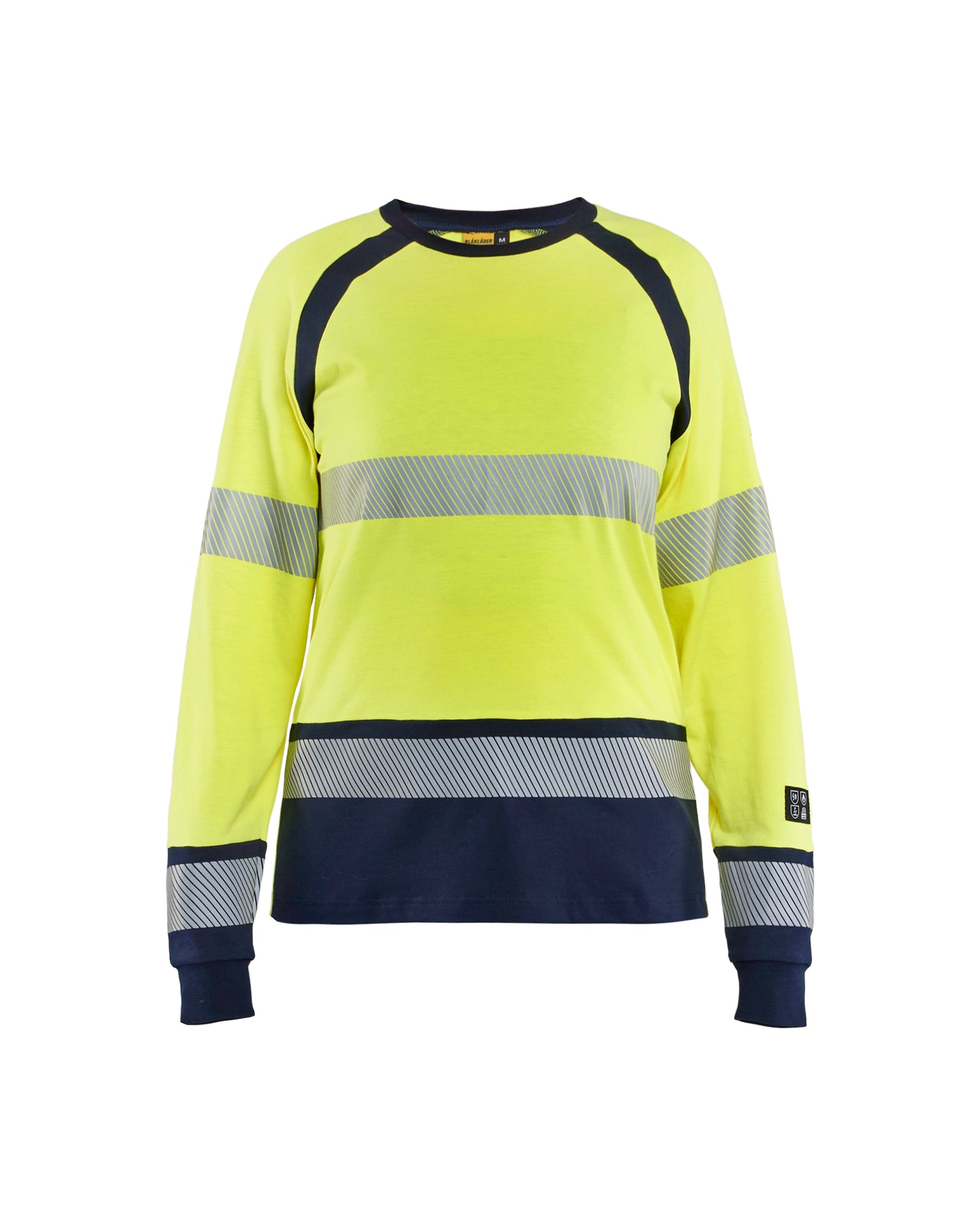 Blåkläder 3437 Dame Multinorm T-Shirt Lang Ærme Inherent, High Vis Gul/Marineblå