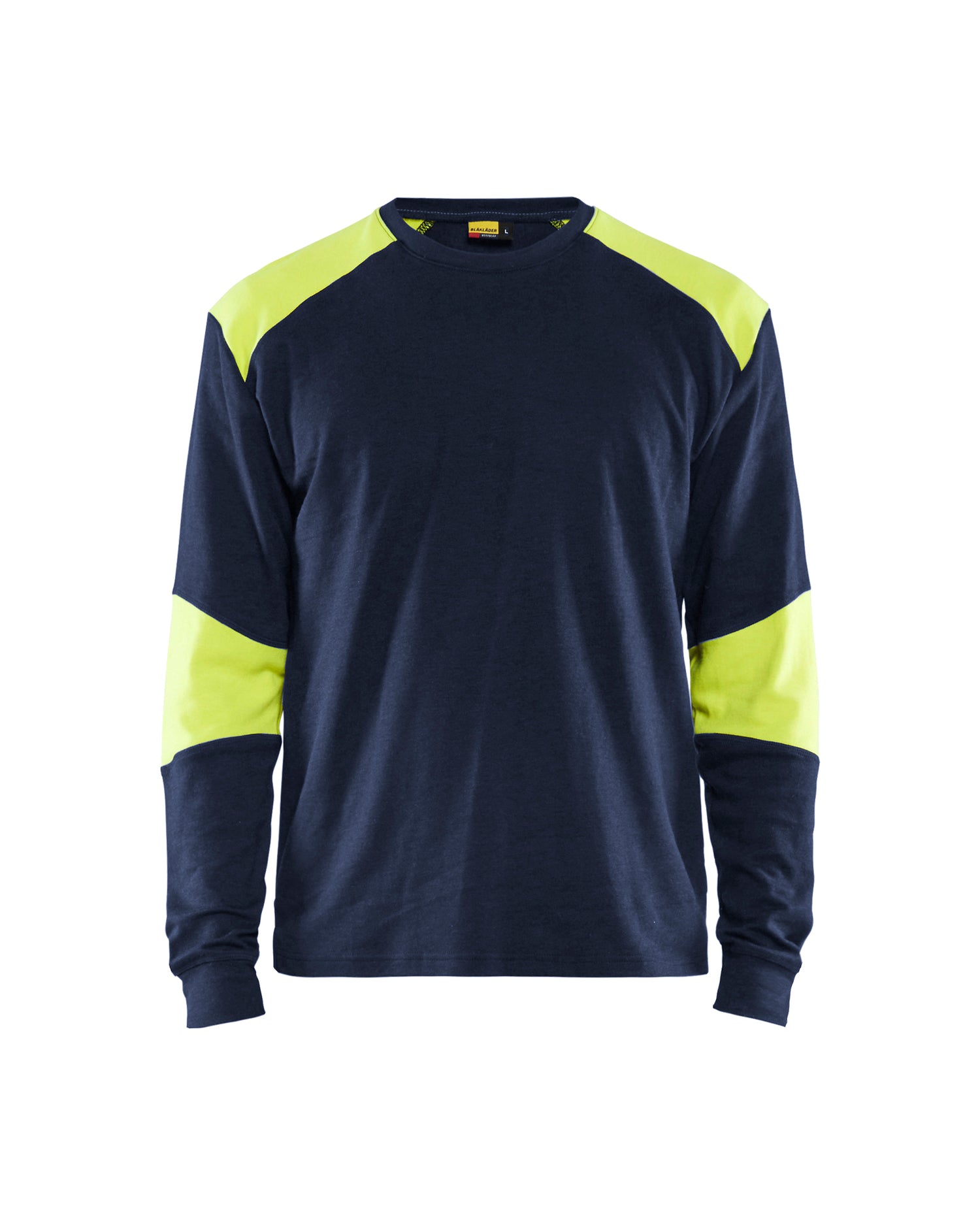 Blåkläder 3457 Flammehæmmende T-Shirt Lang Ærme Inherent, Marineblå/High Vis Gul