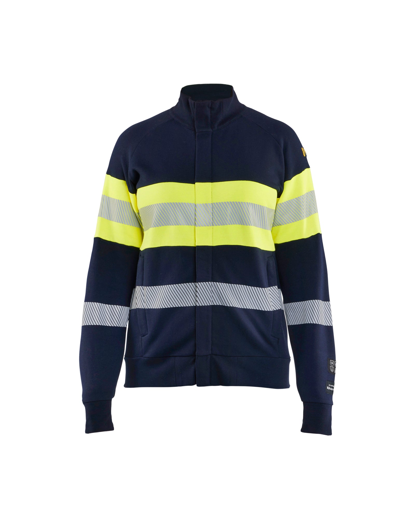 Blåkläder 3472 Dame Multinorm Sweatshirt Full Zip Inherent, Marineblå/High Vis Gul