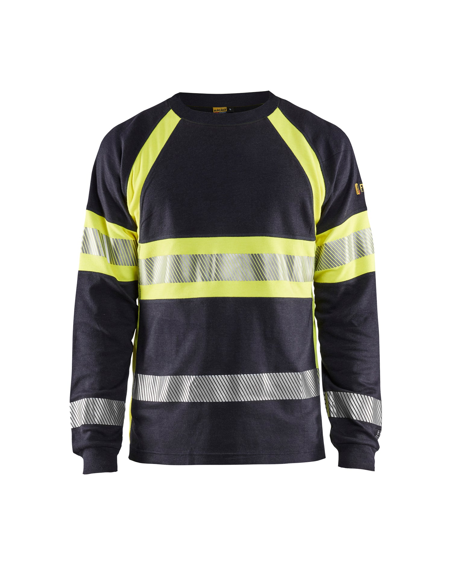 Blåkläder 3484 Multinorm T-Shirt Lang Ærme Inherent, Marineblå/High Vis Gul