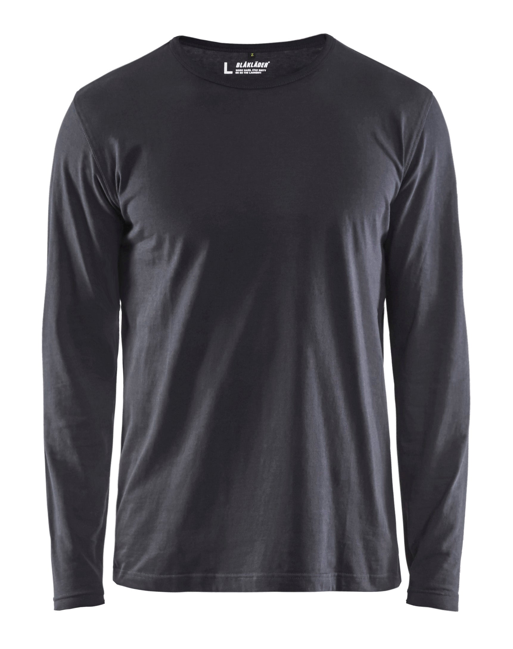 Blåkläder 3500 T-shirt lang ærme nærbillede med firmalogo