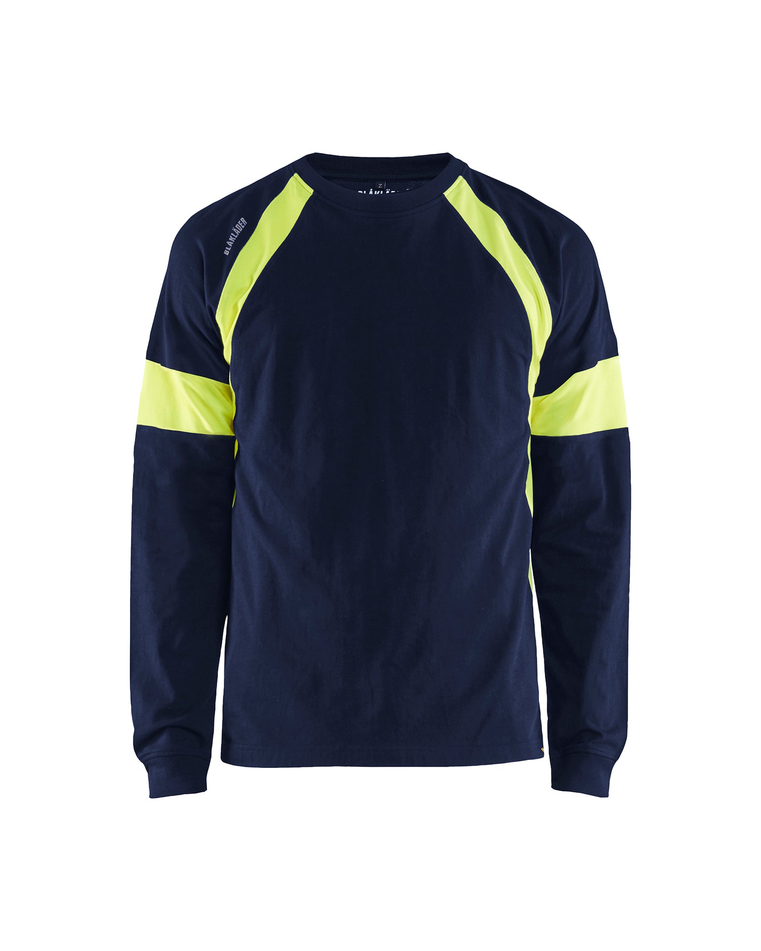 Blåkläder 3520 T-shirt lang ærme, Marineblå/High Vis Gul