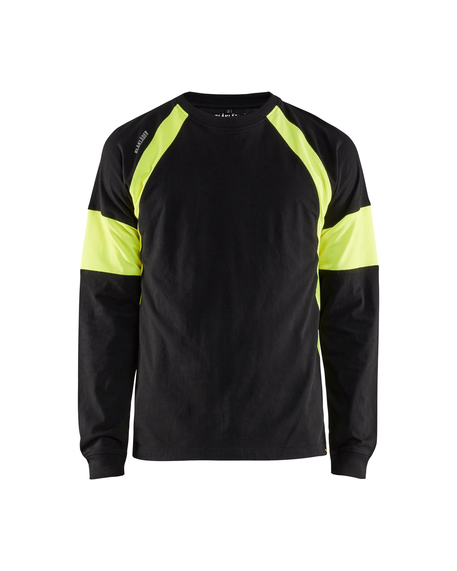 Blåkläder 3520 T-shirt lang ærme, Sort/High Vis Gul