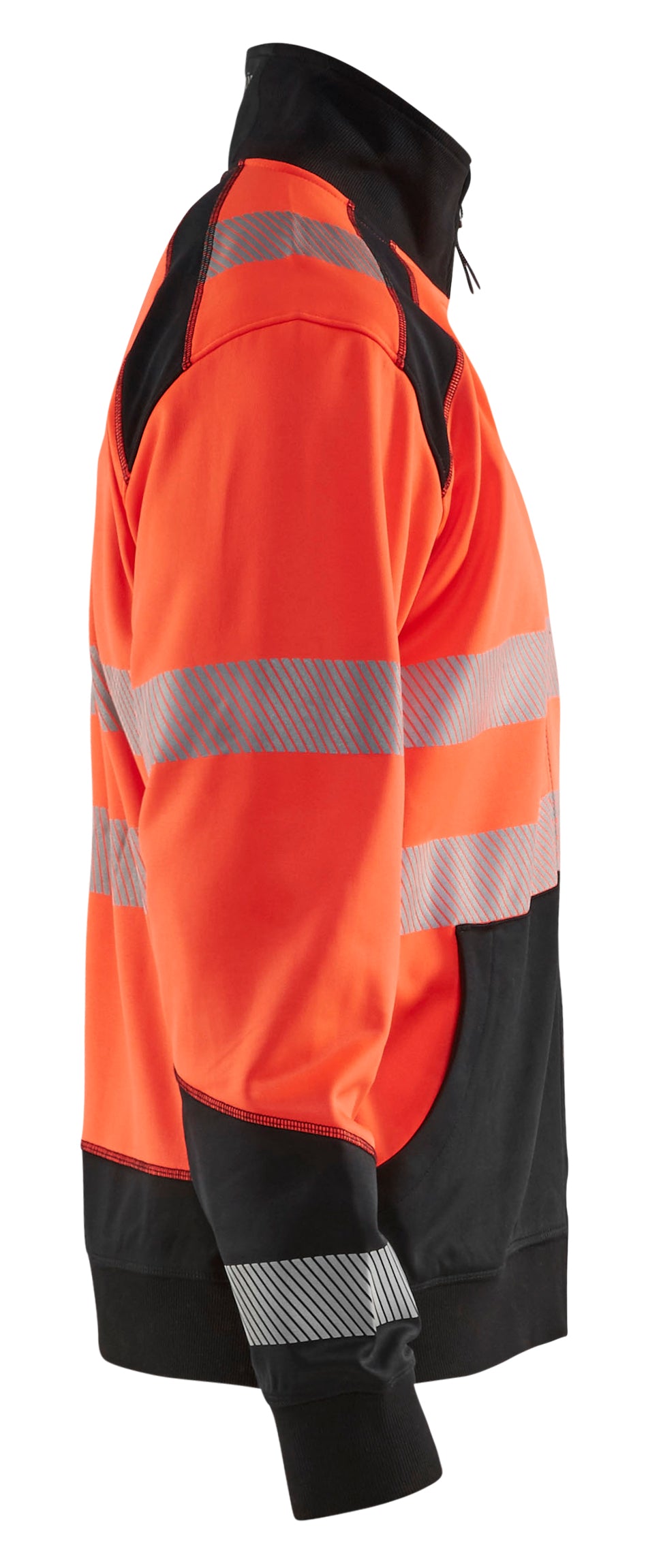 Blåkläder 3556 High Vis Sweatshirt half zip nærbillede til broderi