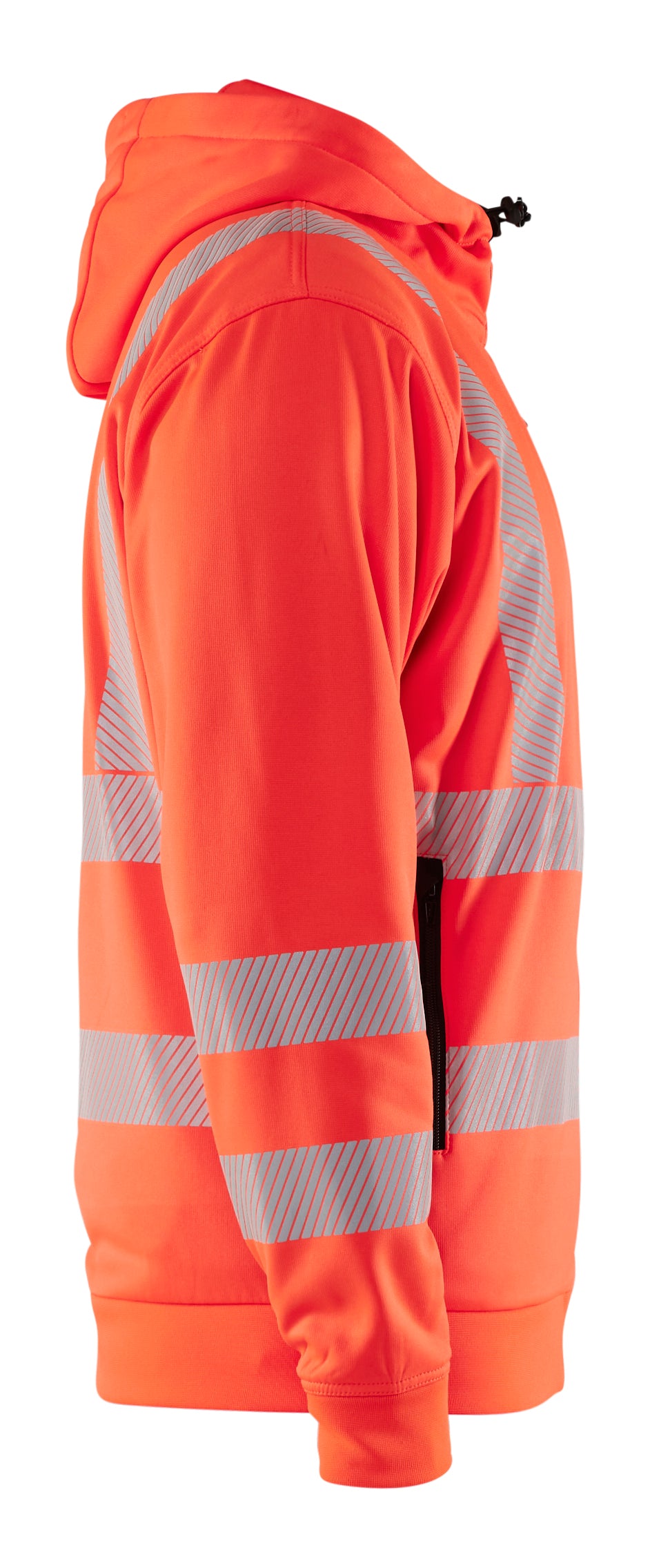 Blåkläder 3565 High vis Hættetrøje Full zip nærbillede med tryk