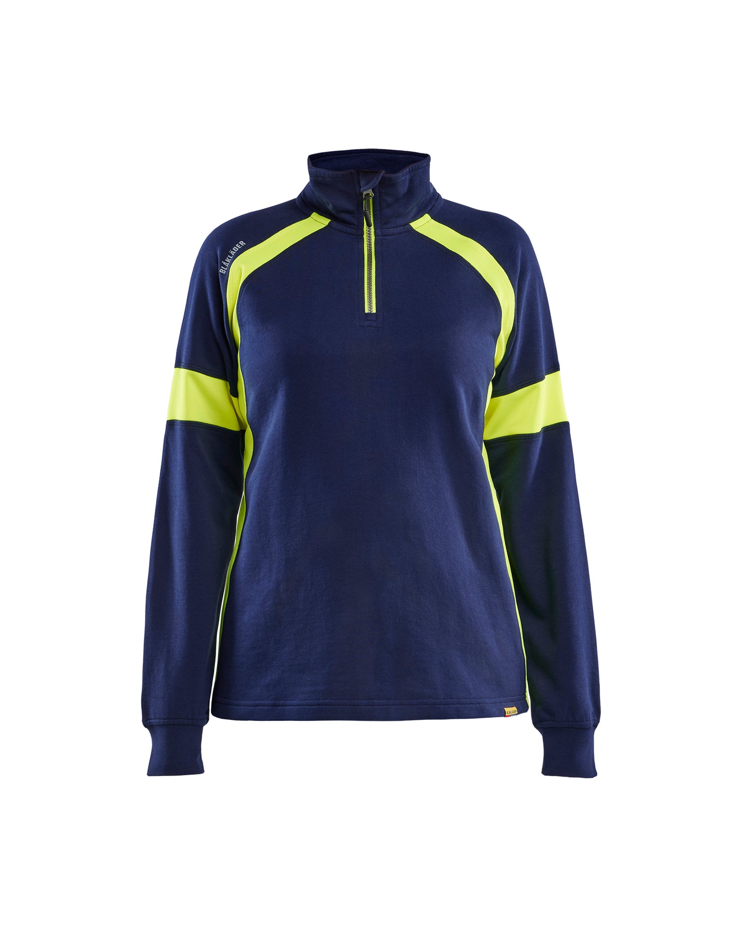 Blåkläder 3566 Dame Sweatshirt Half Zip, Marineblå/High Vis Gul
