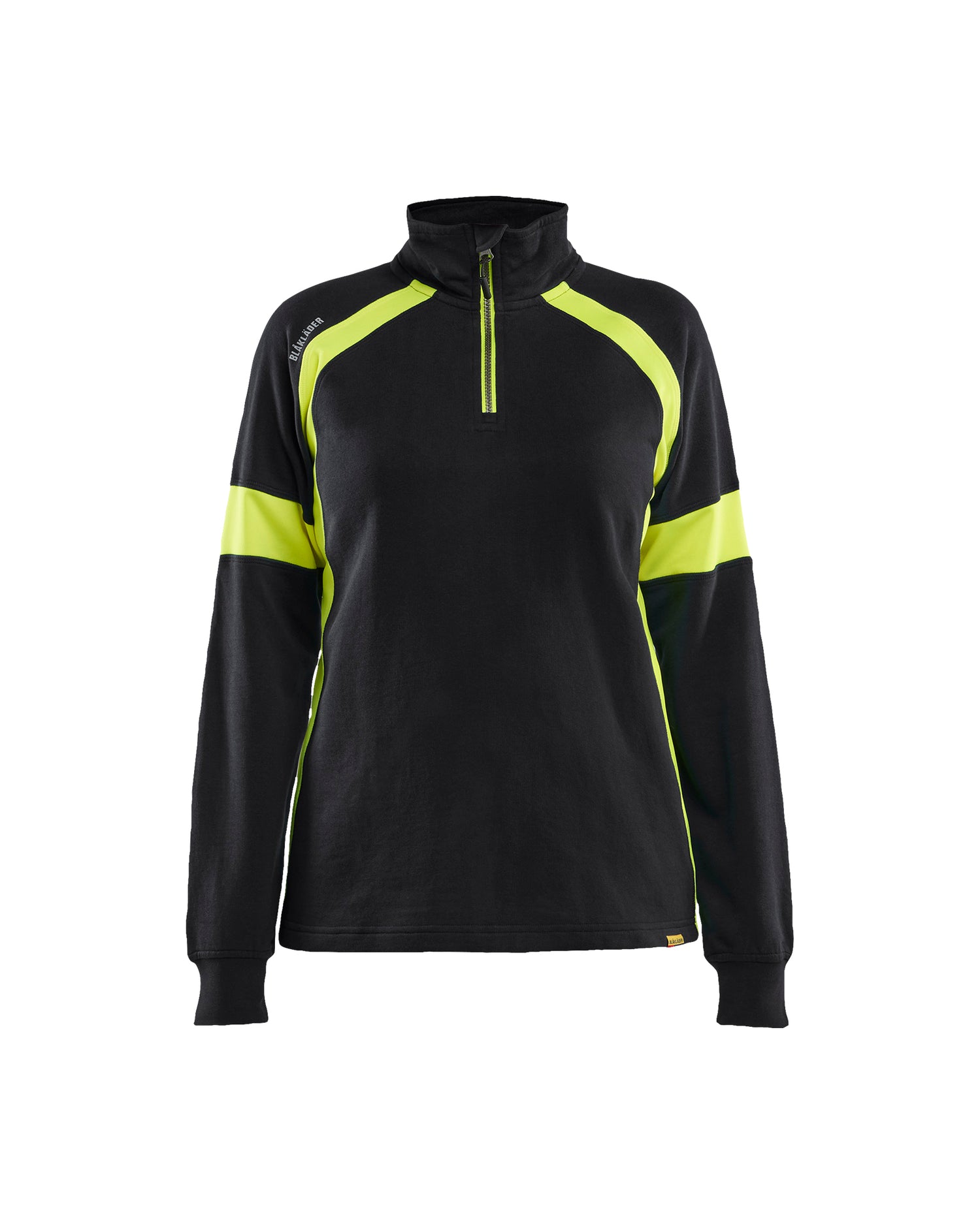 Blåkläder 3566 Dame Sweatshirt Half Zip, Sort/High Vis Gul