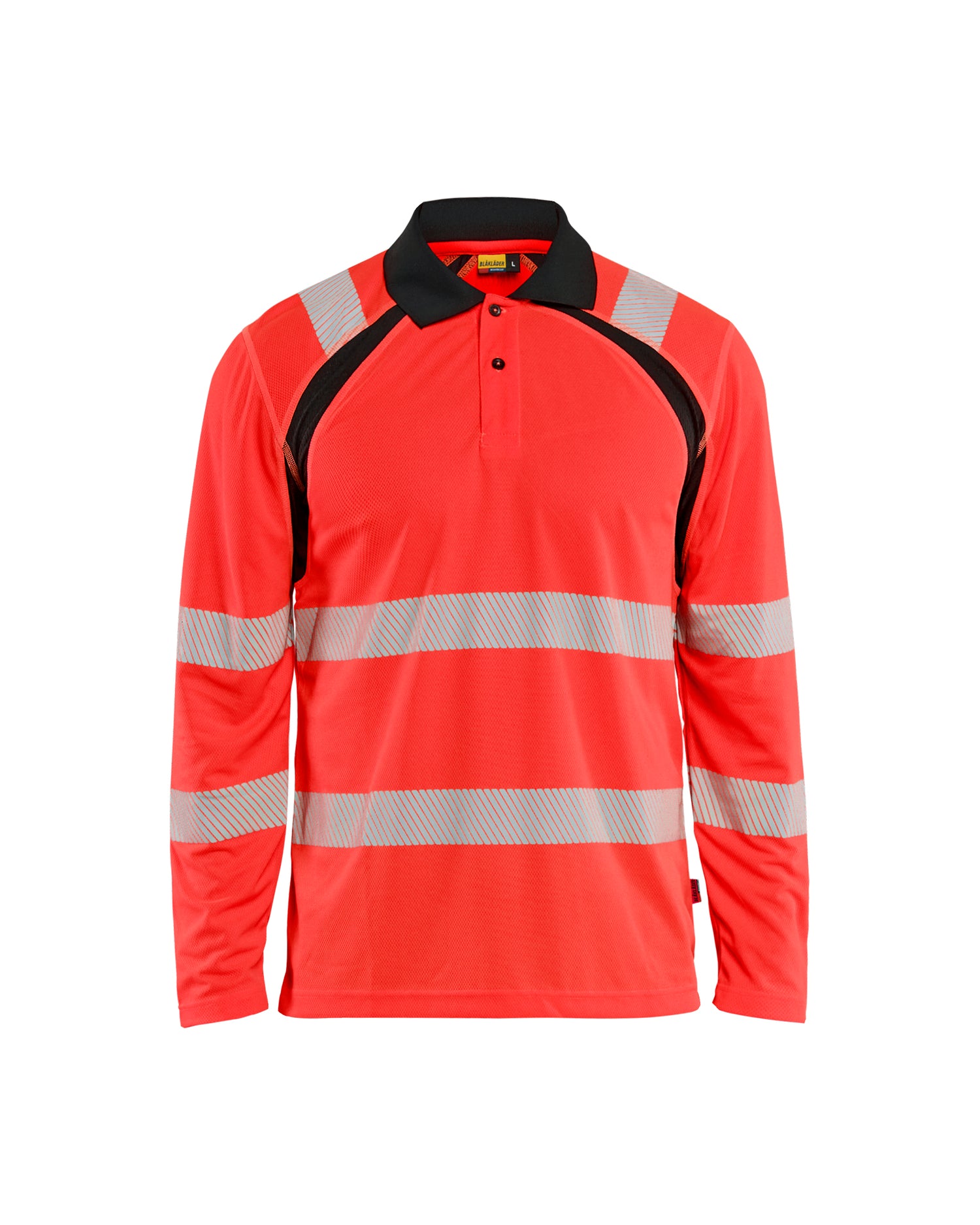 Blåkläder 3598 High Vis UV Polo Lang Ærme, High Vis Rød/Sort