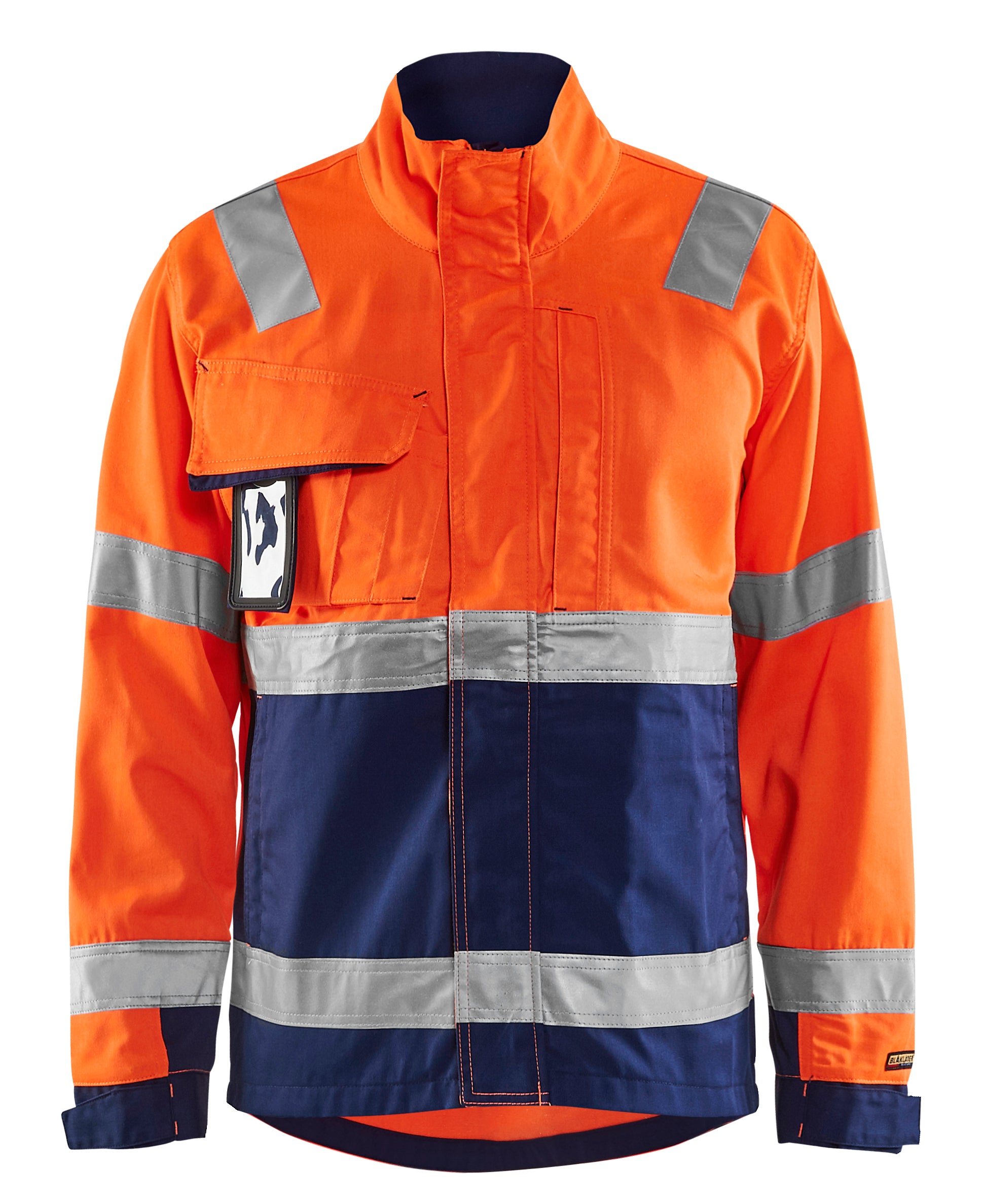 Blåkläder 4064 High Vis Arbejdsjakke detalje med firmalogo