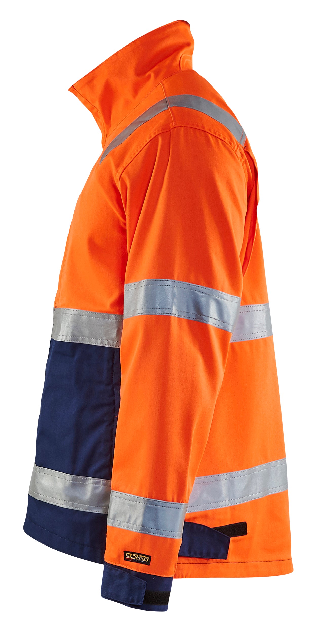 Blåkläder 4064 High Vis Arbejdsjakke nærbillede med tryk