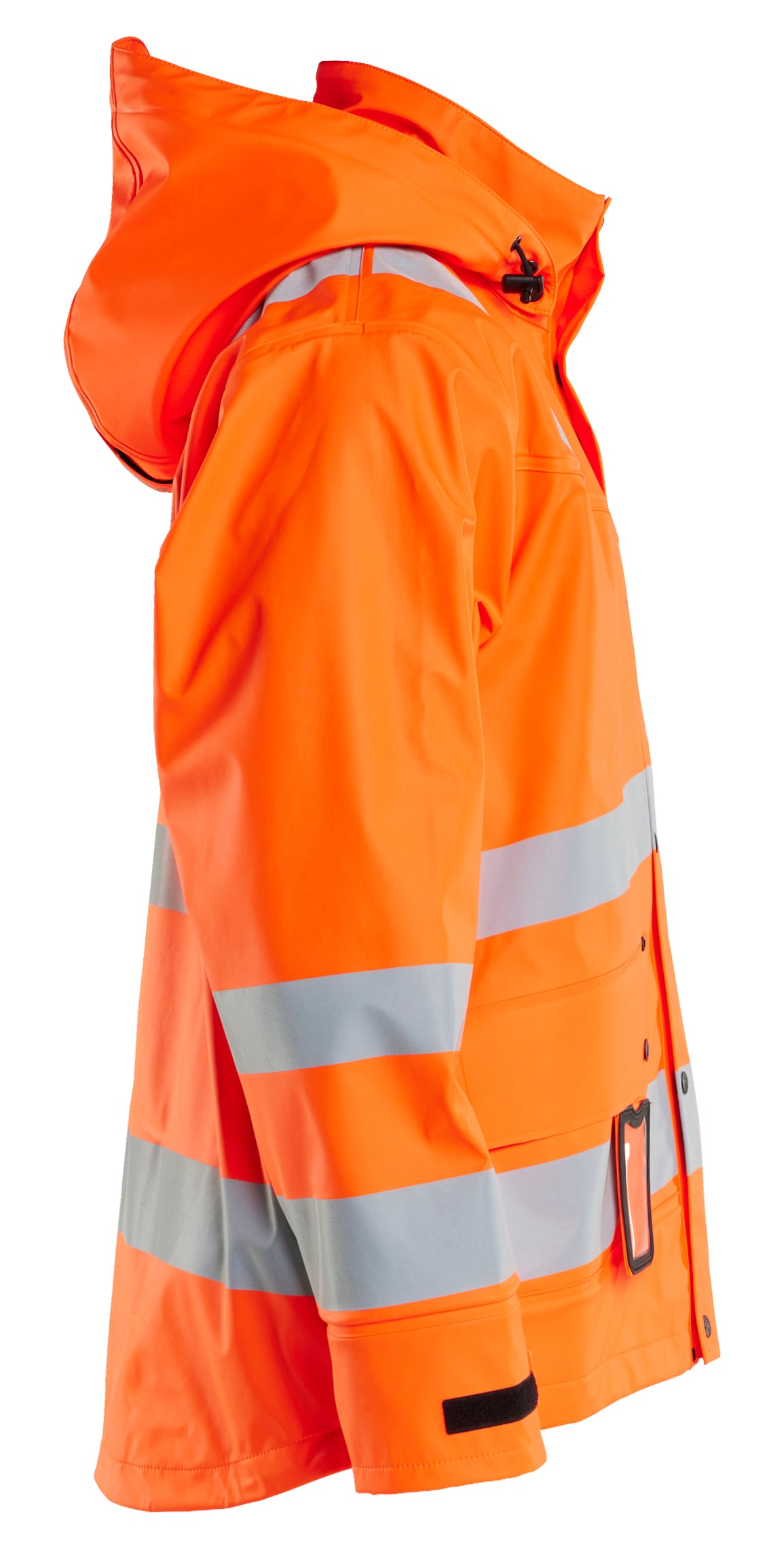 Blåkläder 4302 High Vis Regnjakke Level 2 nærbillede med tryk