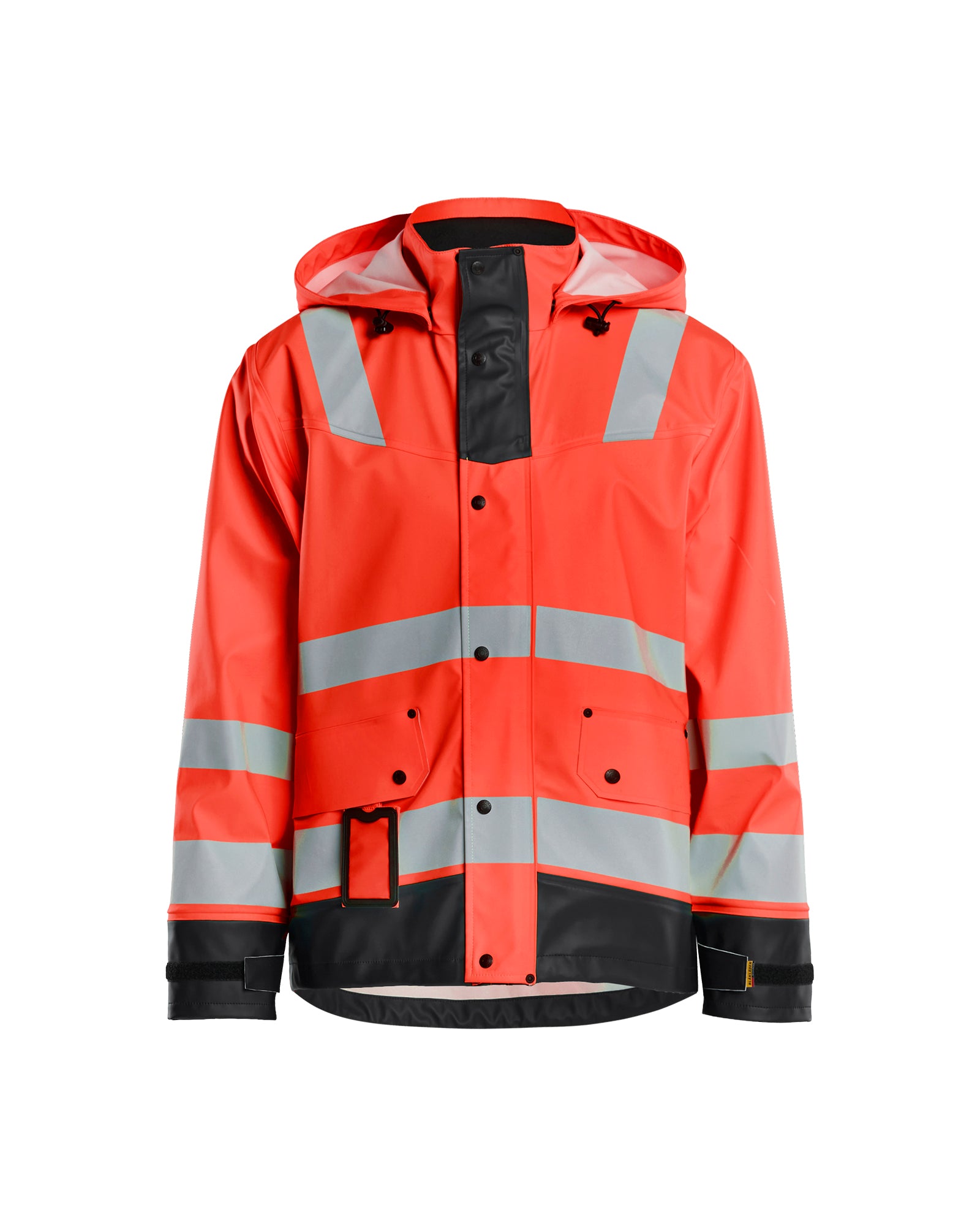 Blåkläder 4302 High Vis Regnjakke Level 2, High Vis Rød/Sort