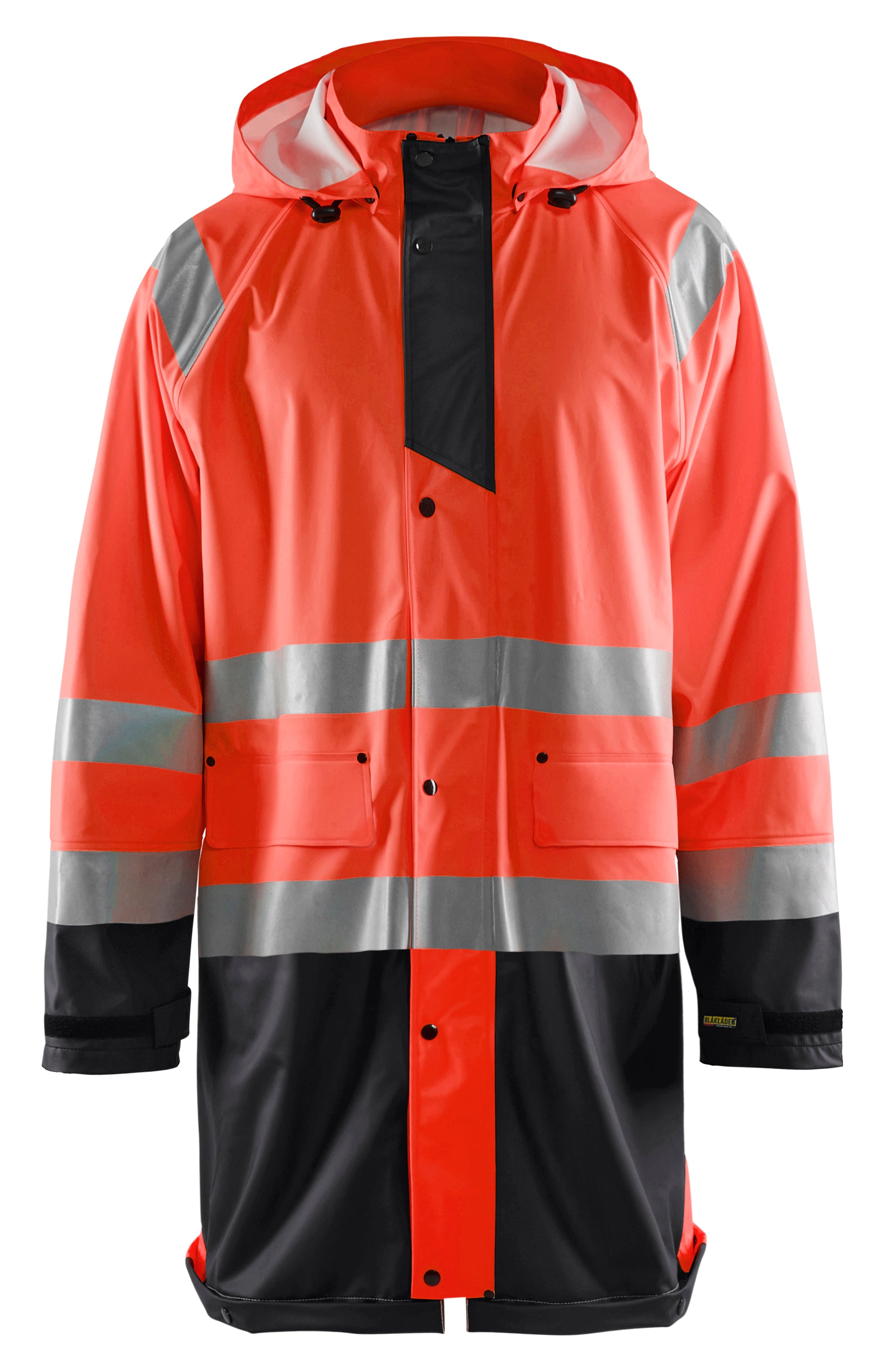 Blåkläder 4324 High Vis Regnjakke Level 1 produktbillede med firmalogo