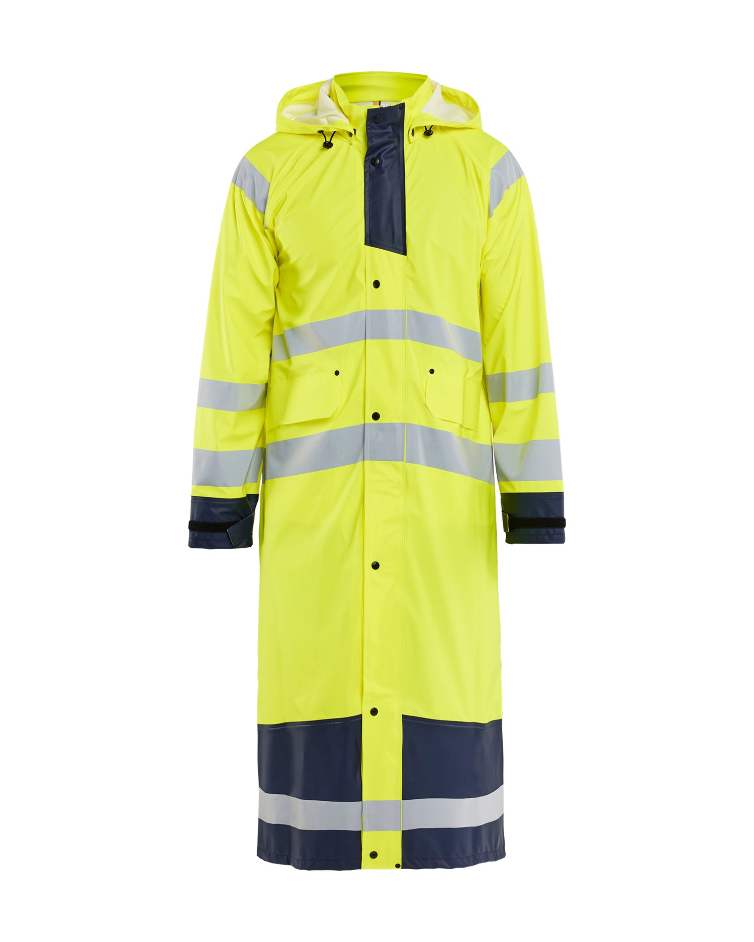 Blåkläder 4325 High Vis Regnjakke Level 1, High Vis Gul/Marineblå