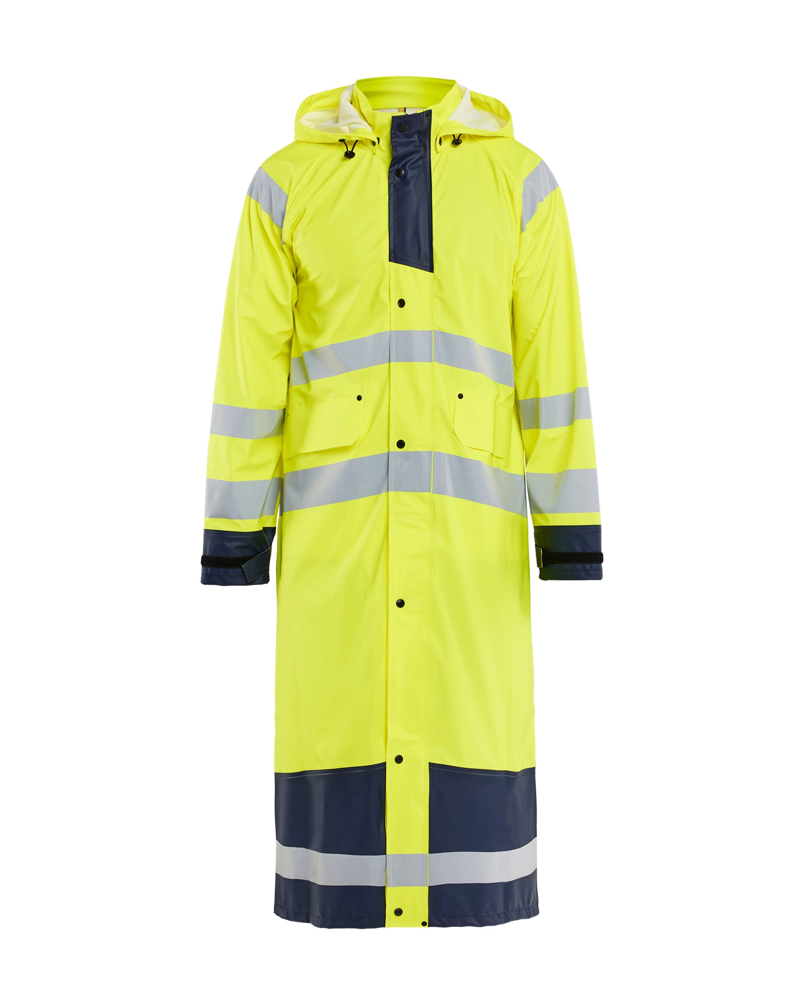 Blåkläder 4325 High Vis Regnjakke Level 1, High Vis Gul/Marineblå