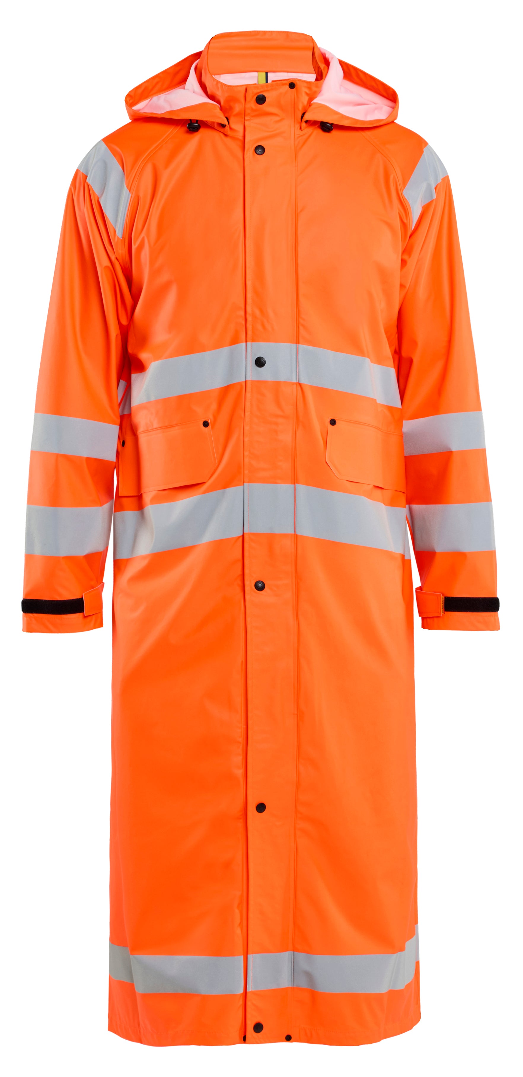 Blåkläder 4325 High Vis Regnjakke Level 1 detalje med firmalogo