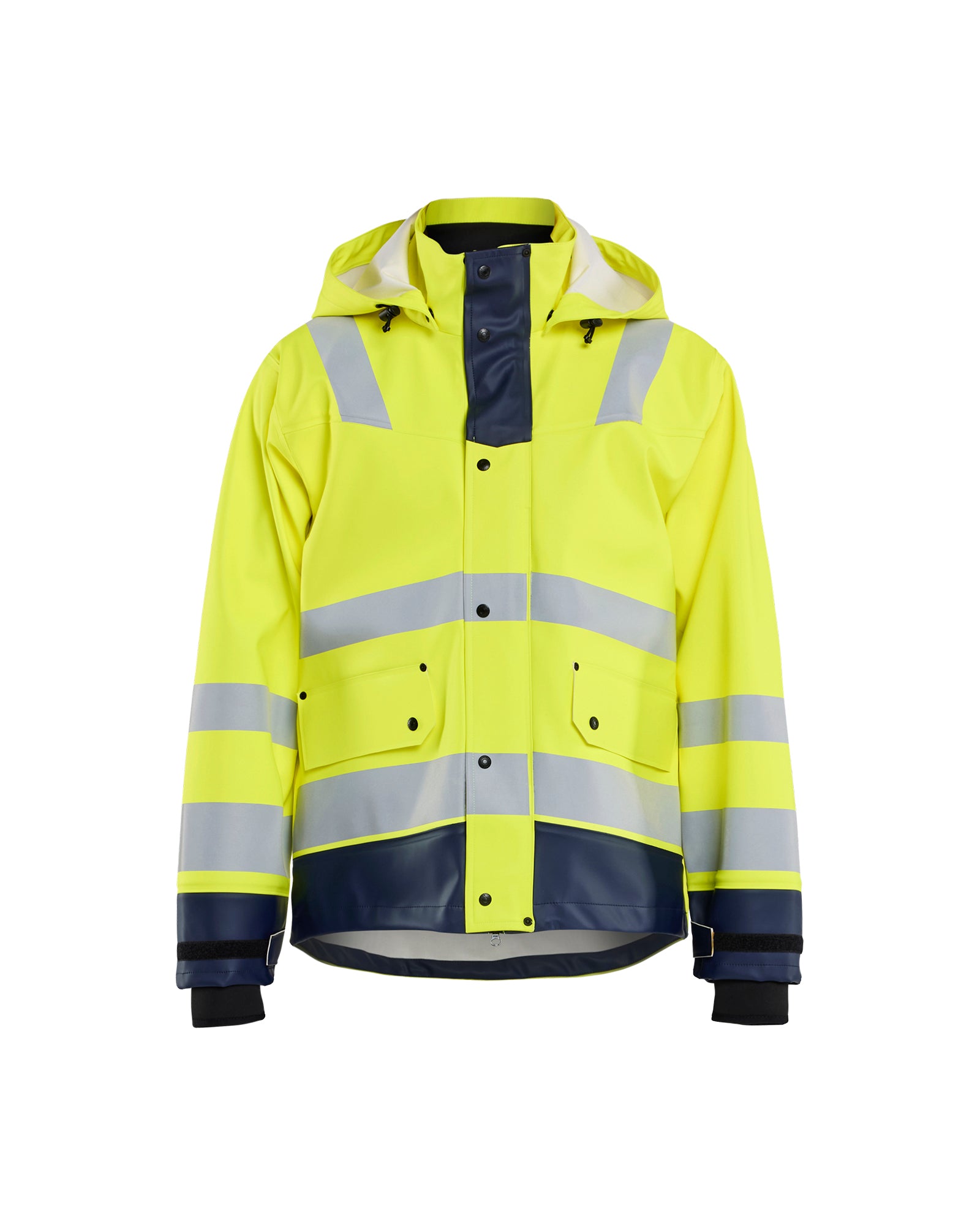 Blåkläder 4327 High Vis Regnjakke Level 3, High Vis Gul/Marineblå